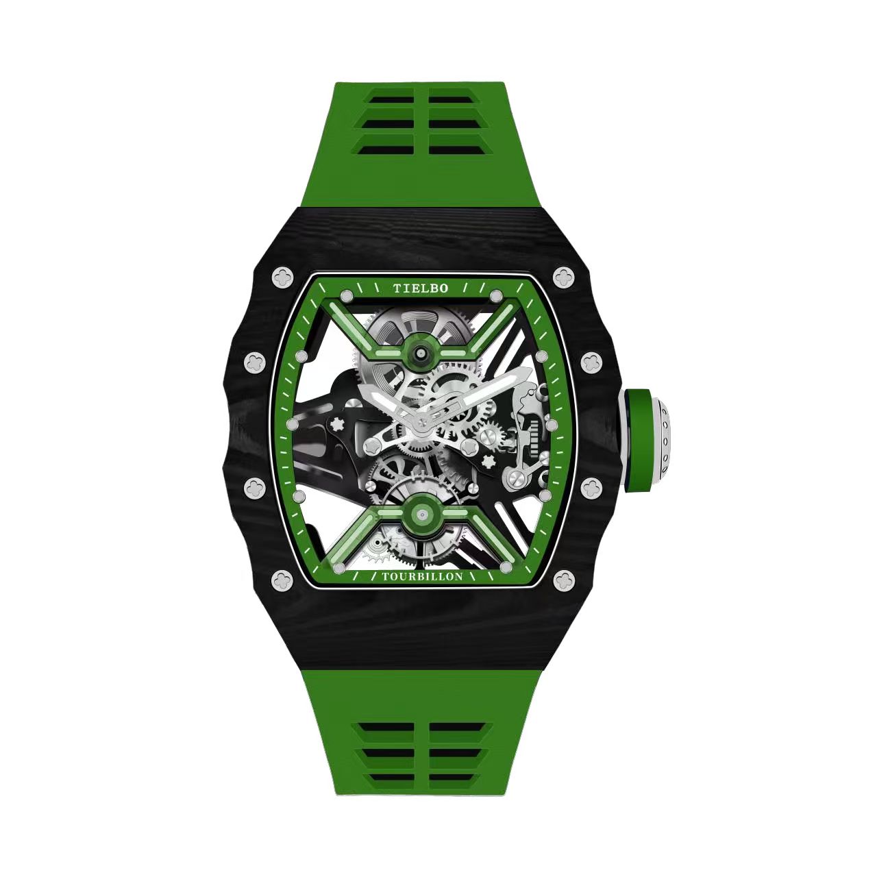 Mecha Carbon Fiber Tourbillon Watch – Skeleton, Luminous, 43×52mm T601