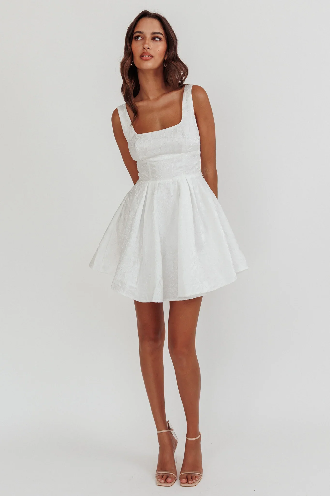 Belle Enchante Jacquard Mini Dress White