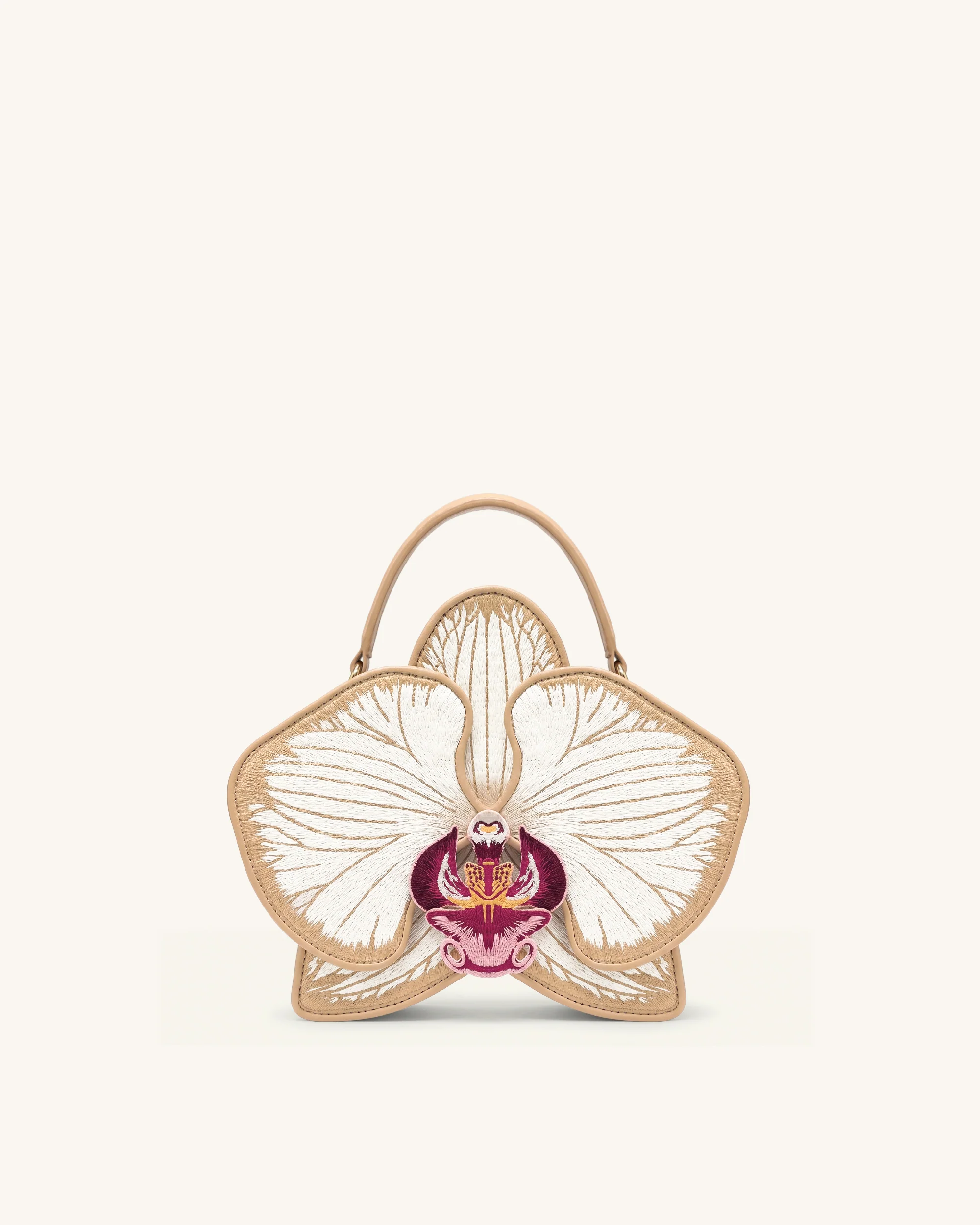 Flora Orchid Shaped Top Handle Bag - Champagne