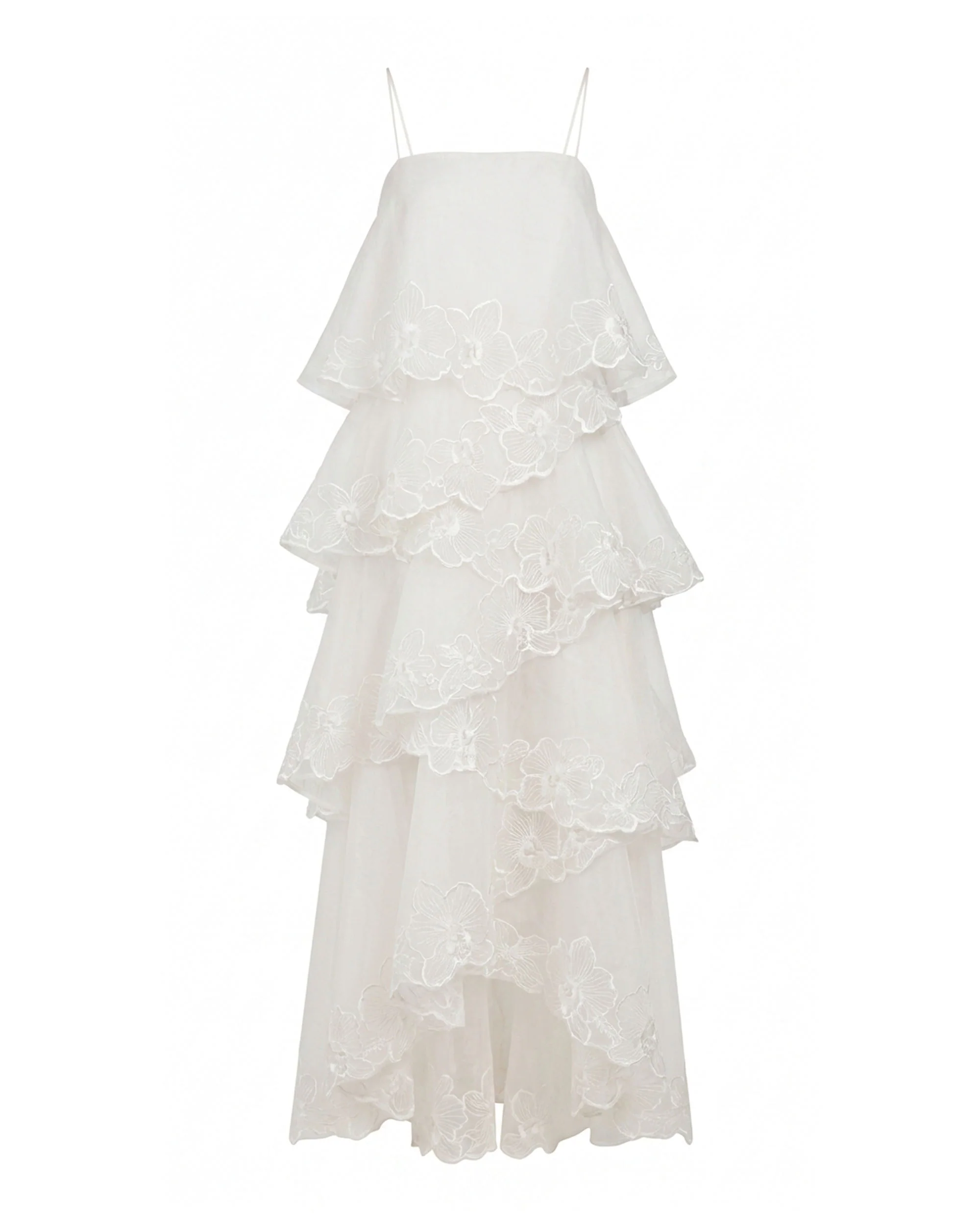 Orchid Embroidered Layered Maxi Dress - White