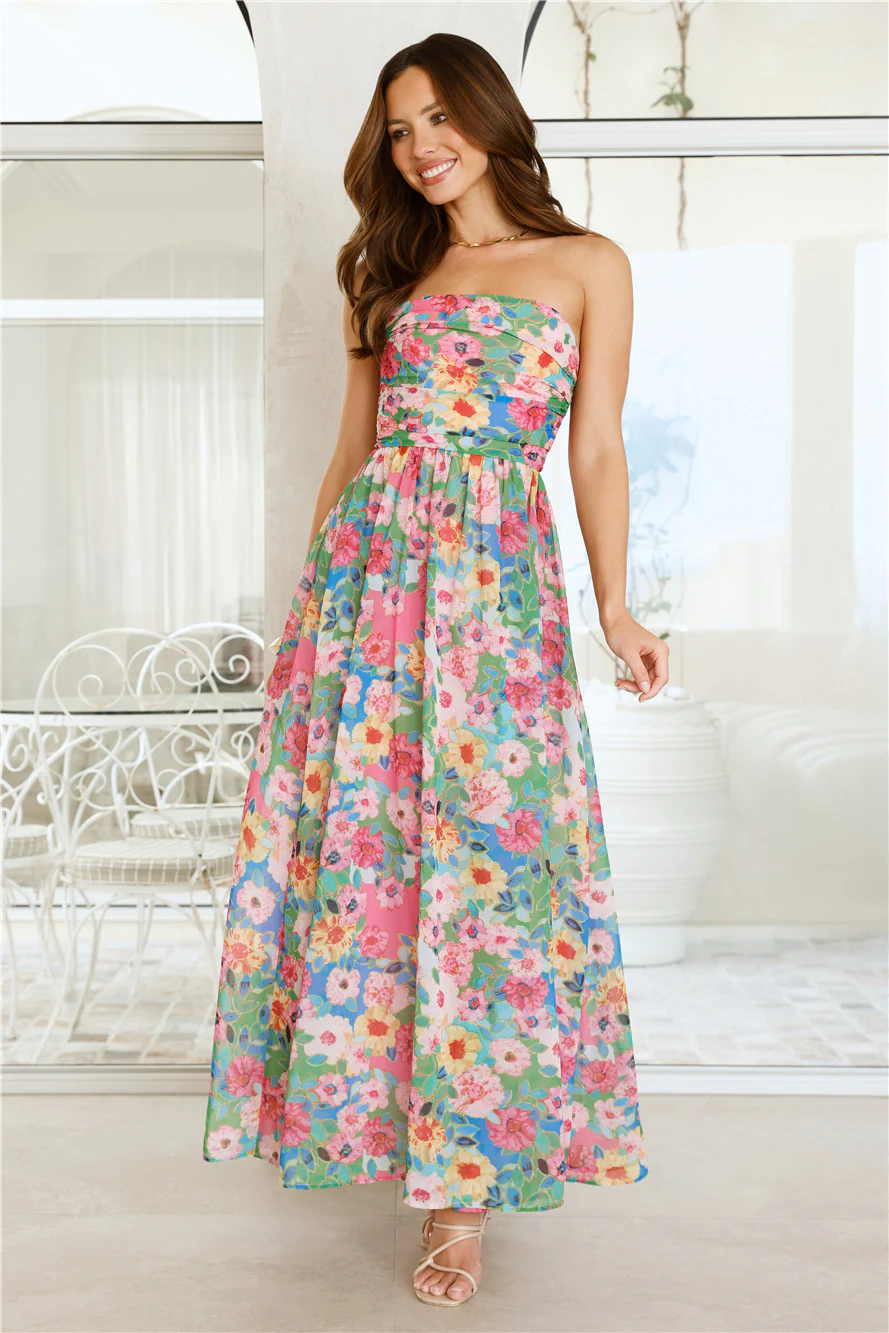 Floral Vibe Strapless Maxi Dress Floral