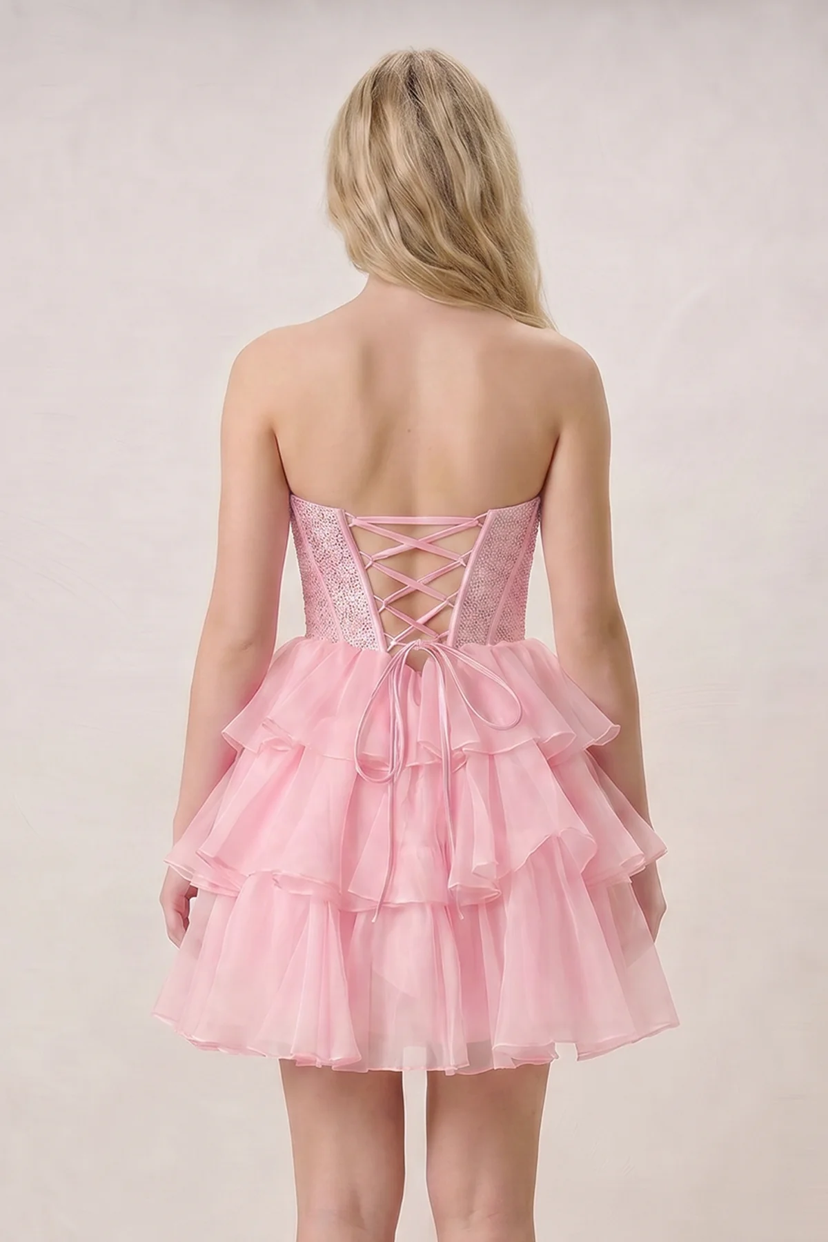 Black Strapless A Line Chiffon Beaded Mini Homecoming Dresses With Ruffles