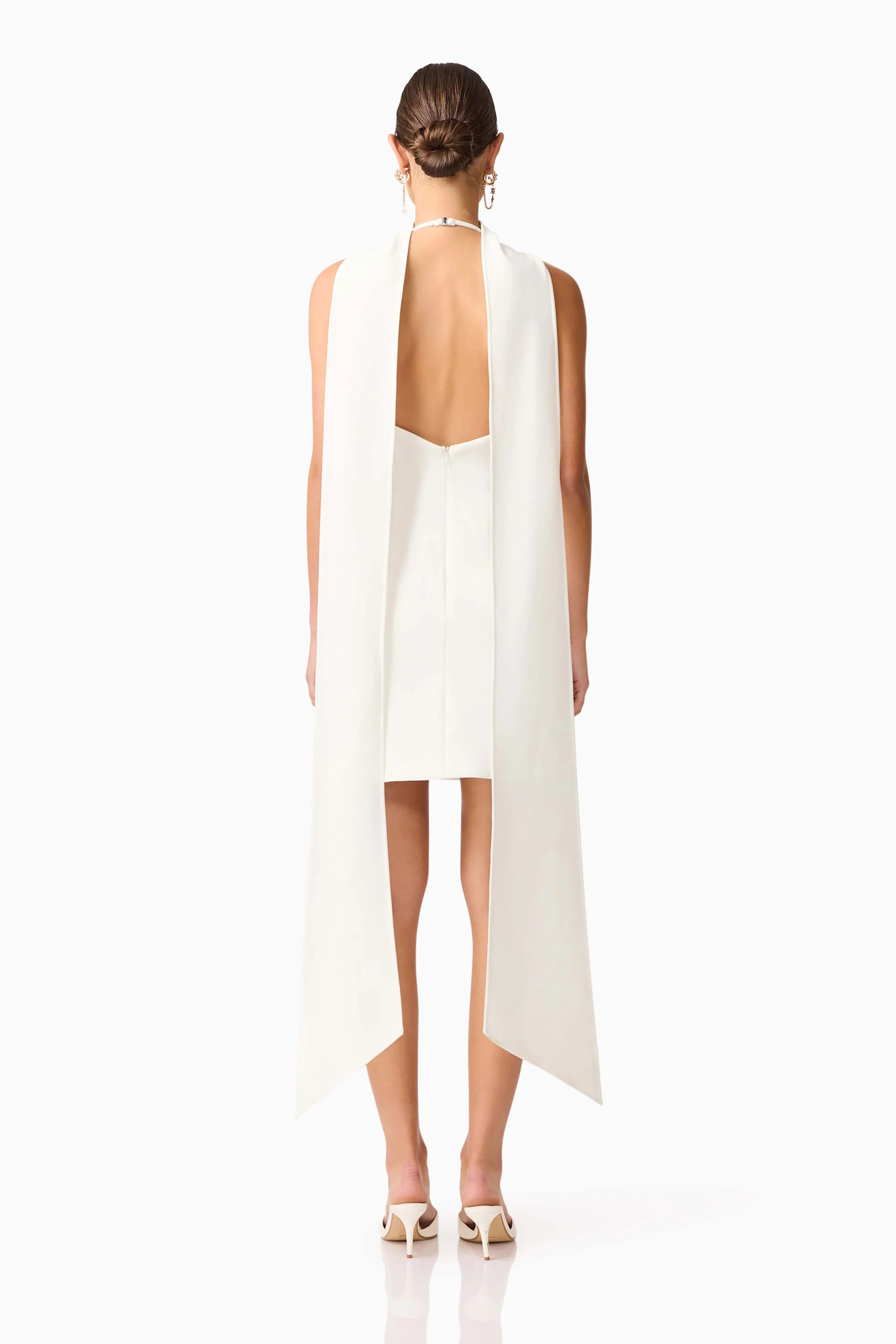 Mira Halter Mini Dress in White