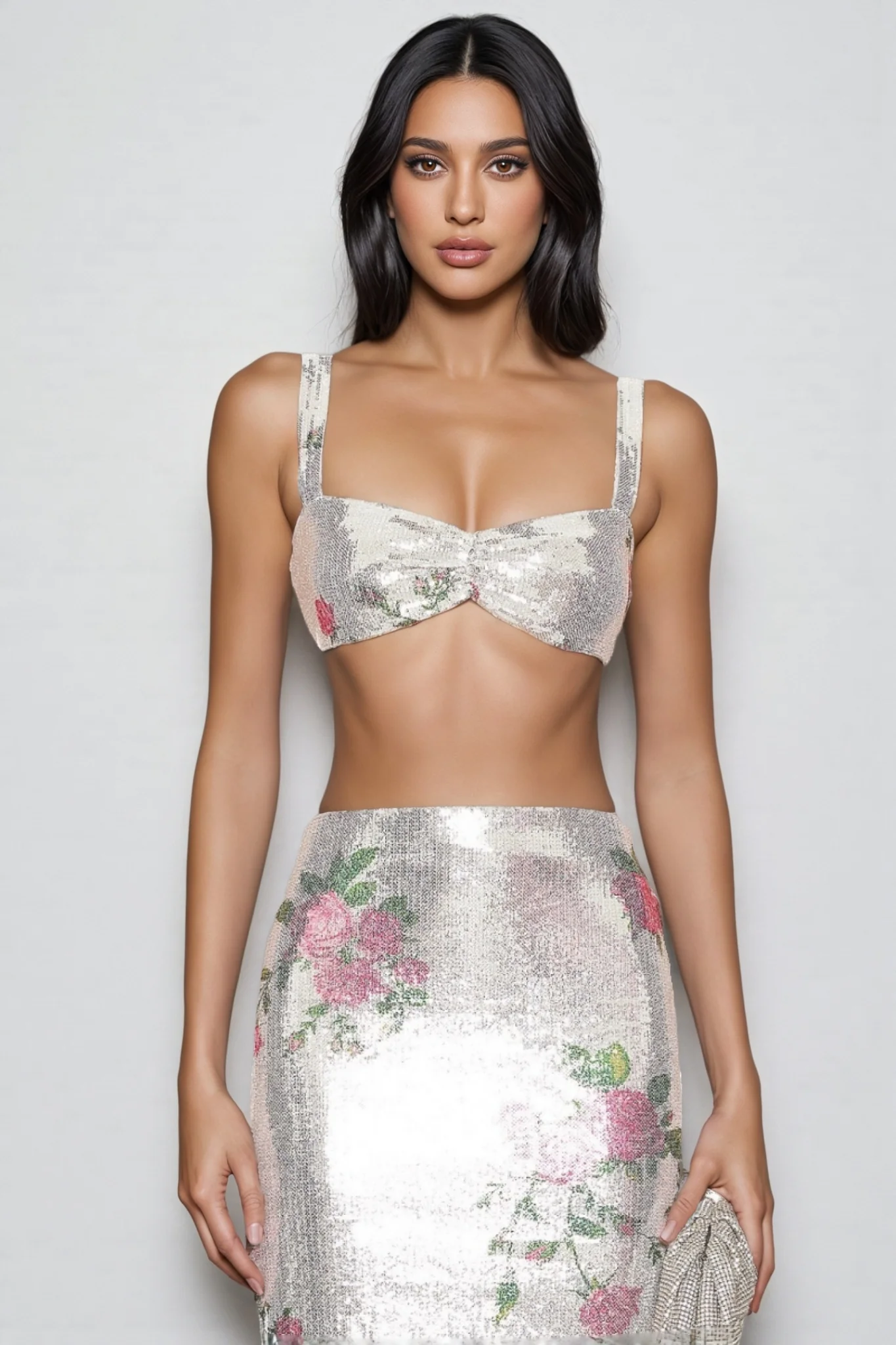 Orinthia Floral Sequin High Waist Maxi Dress