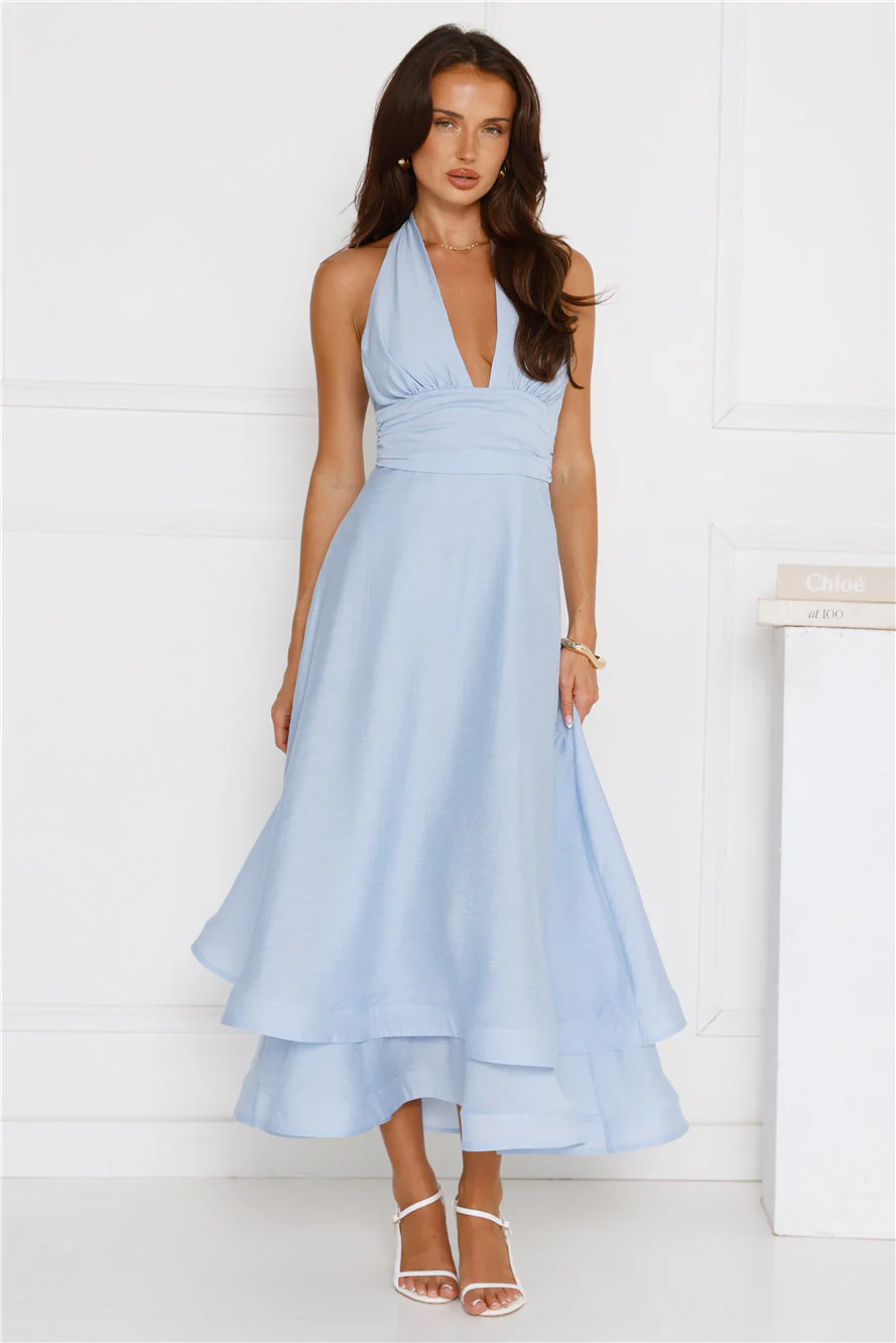 Opal Glow Halter Maxi Dress Blue
