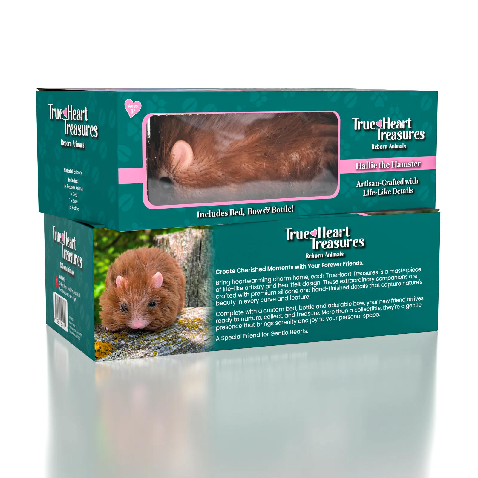 TrueHeart Treasures Reborn Animals: Hallie The Hamster Realistic Mini Silicone Newborn Hamster Baby