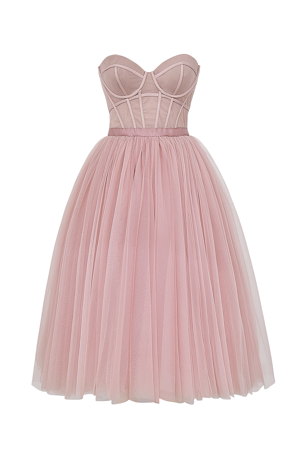 French Rose Tulle Midi Dress