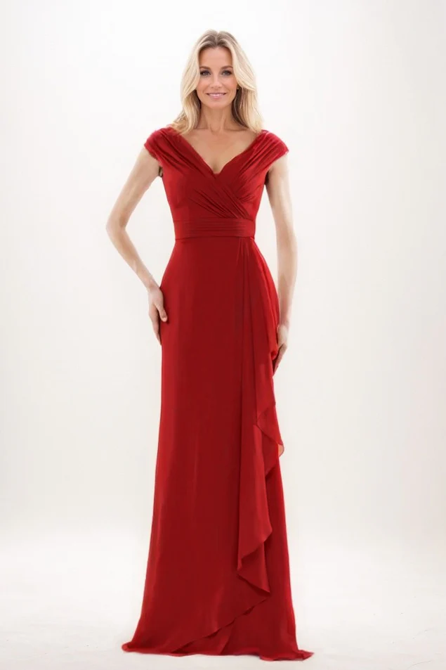 Sheath-Column Maxi Chiffon Mother Of The Bride Dress CM0312