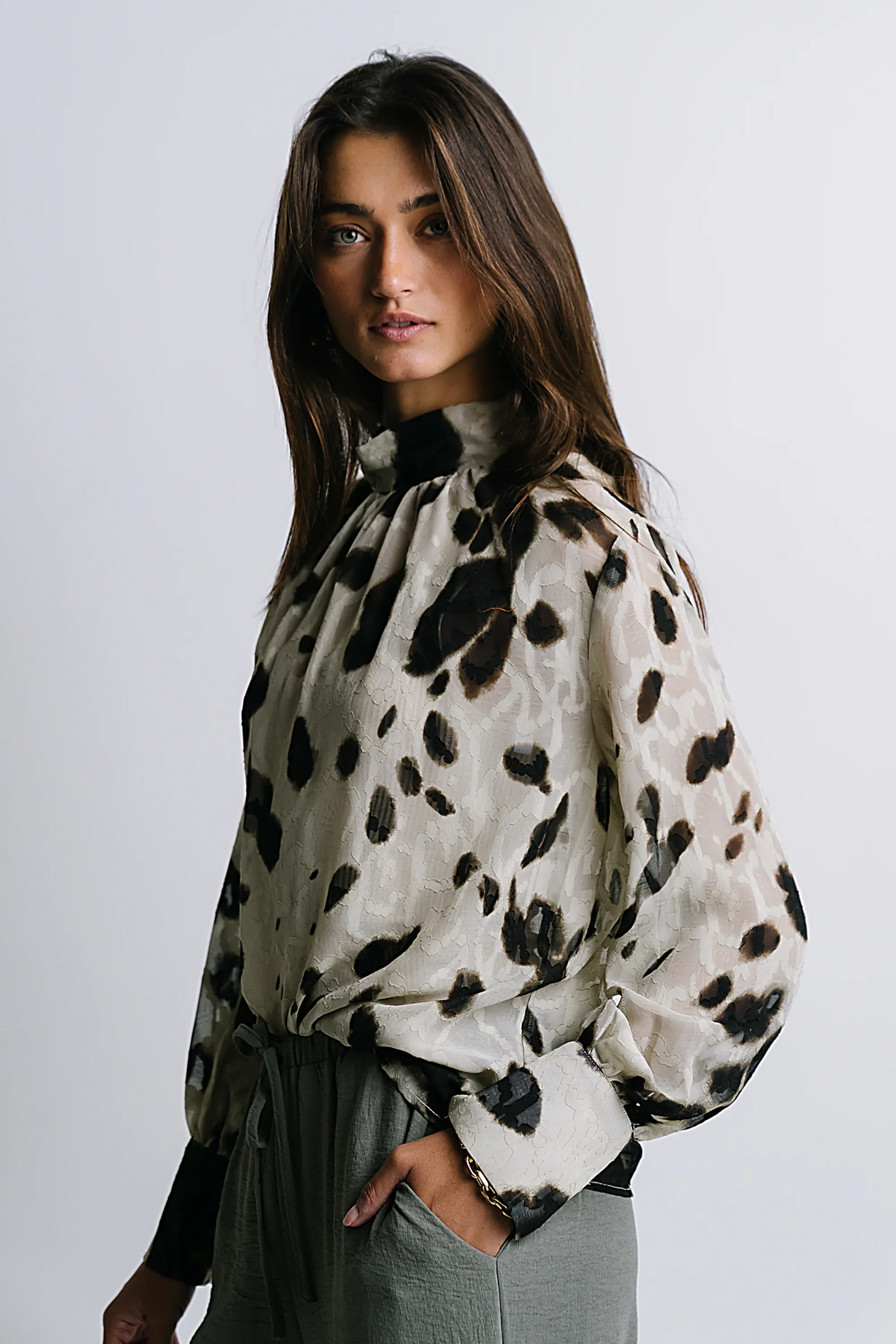 Camille Sheer Blouse in Ivory