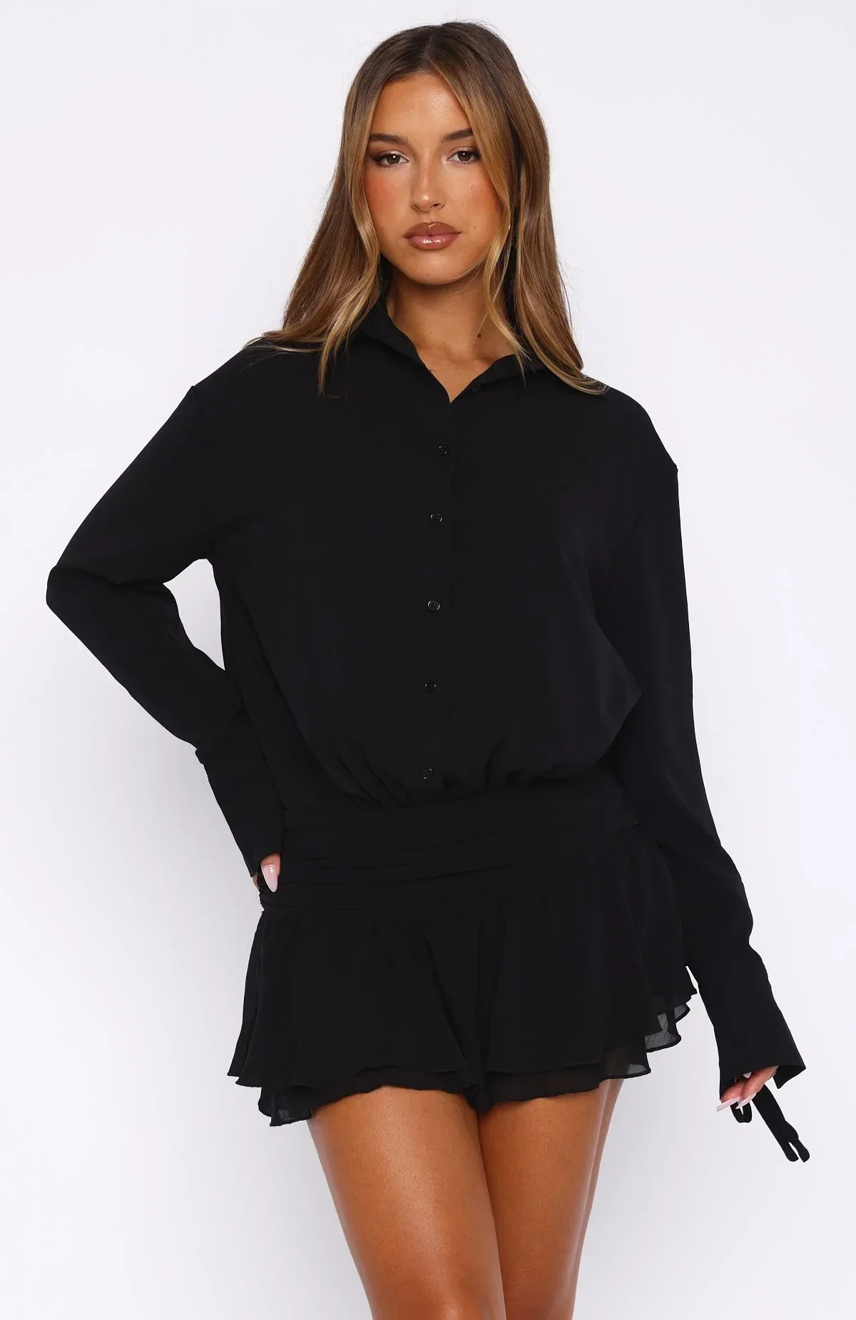 Can'T Get Me Long Sleeve Mini Dress Black