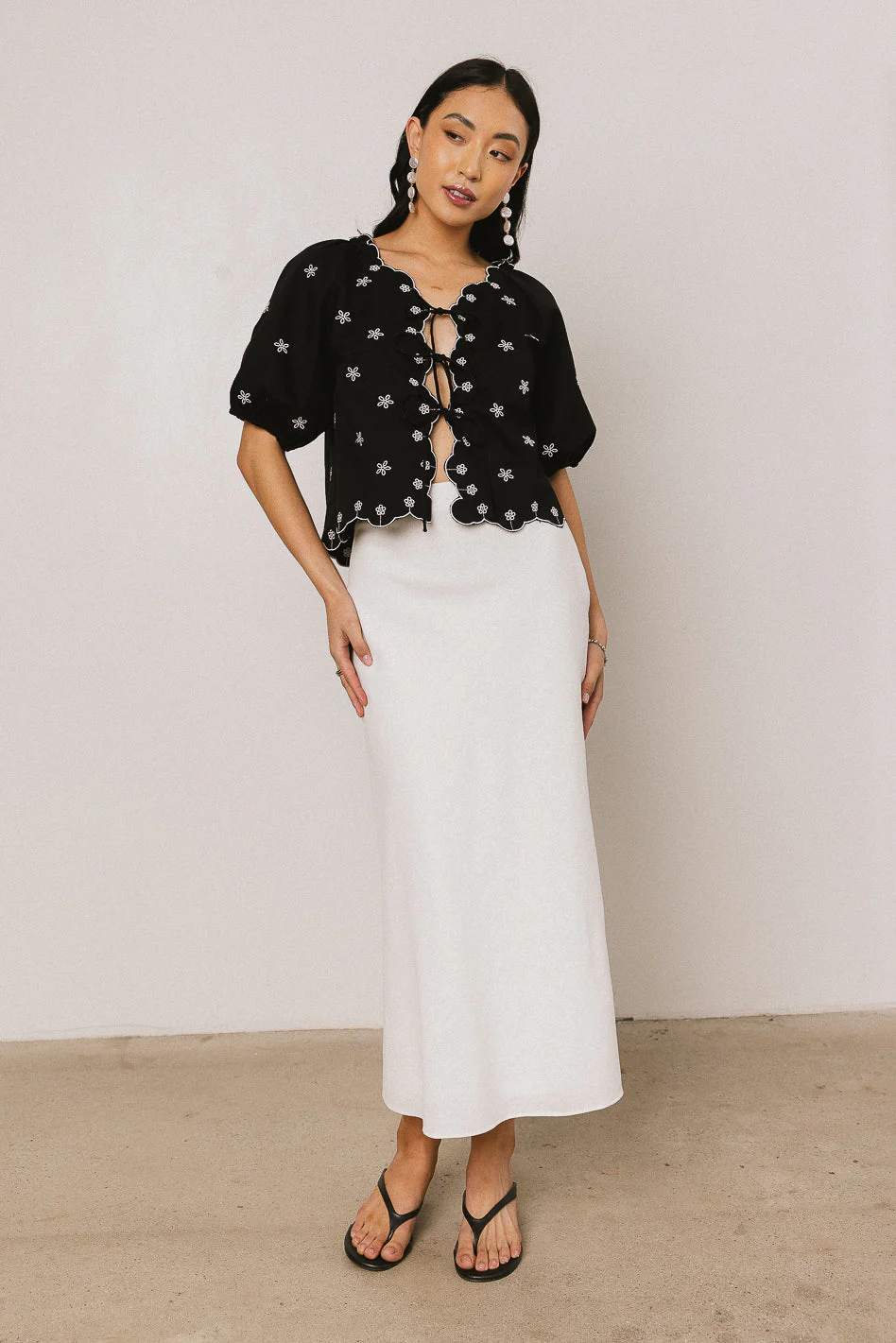 Kara Embroidered Blouse in Black