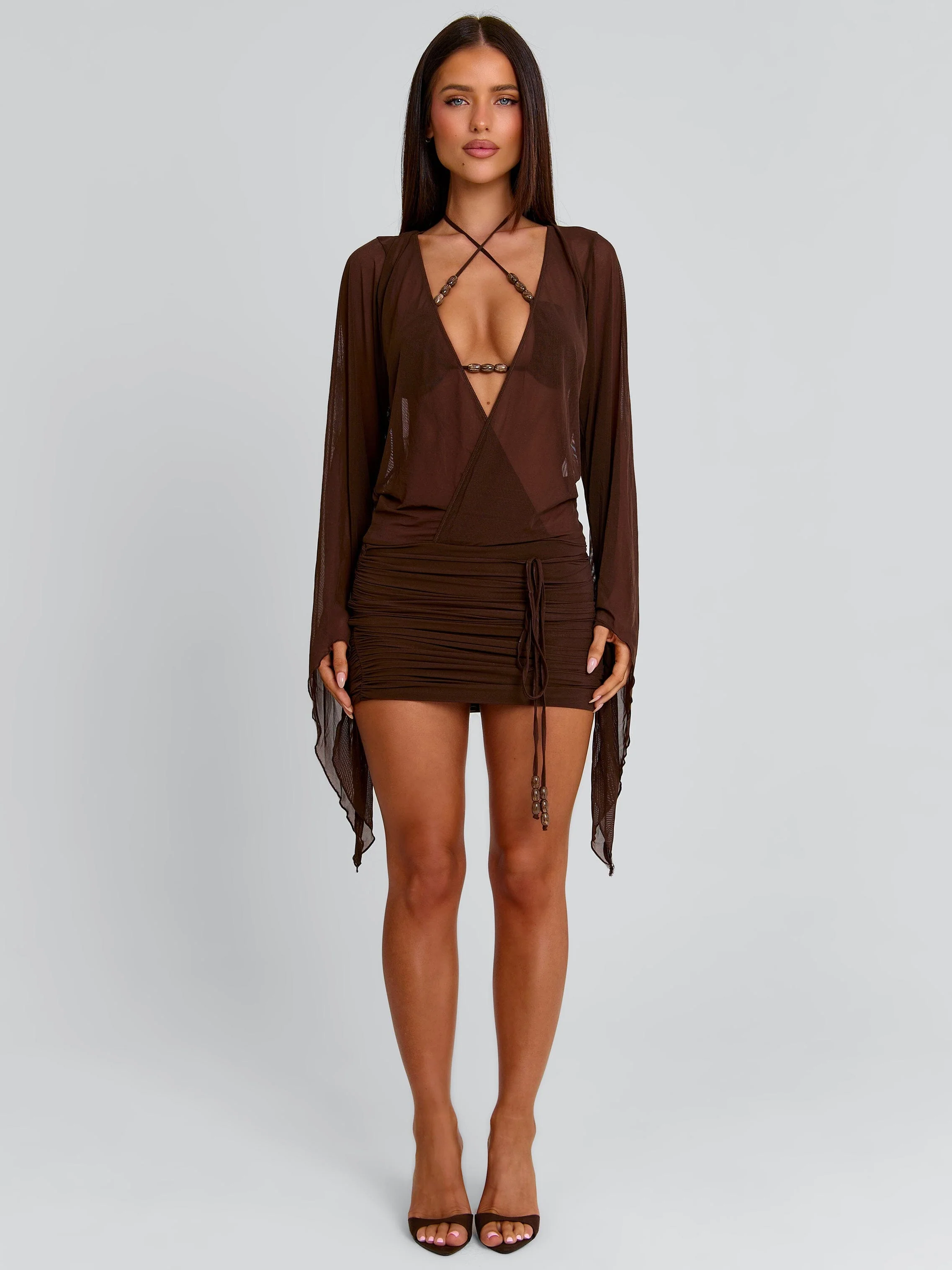 ROBERTA MINI DRESS CHOCOLATE