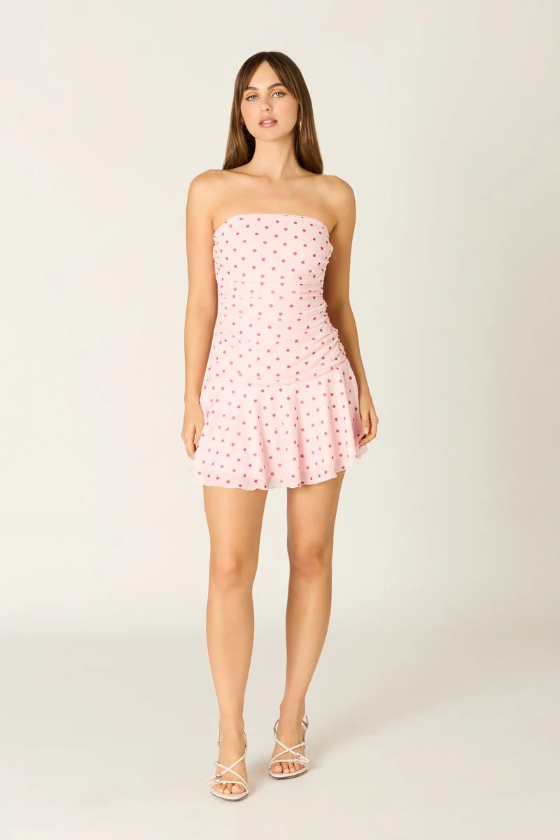 Strapless Polka Dot Mini Dress