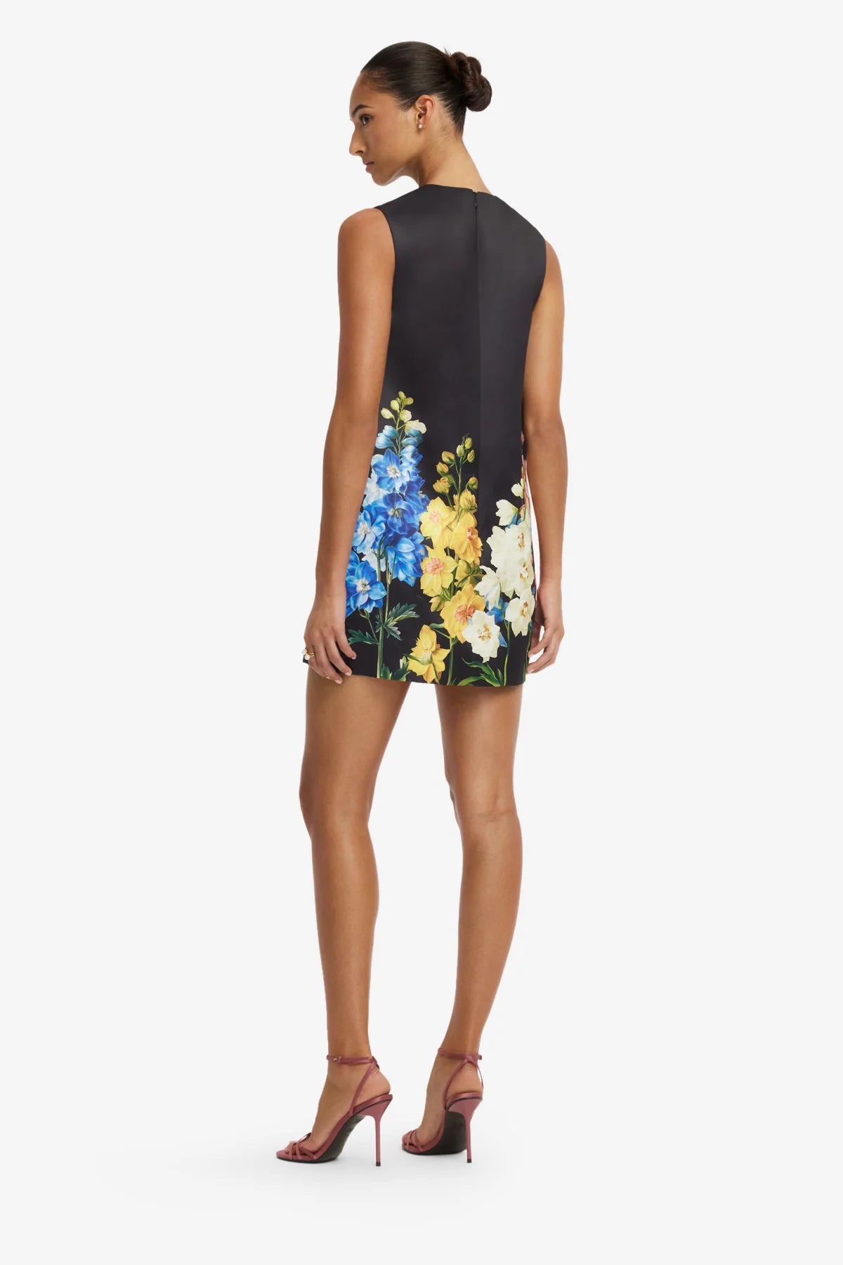 Yvonne Embroidered Mini Dress - Snapdragon Print in Ebony