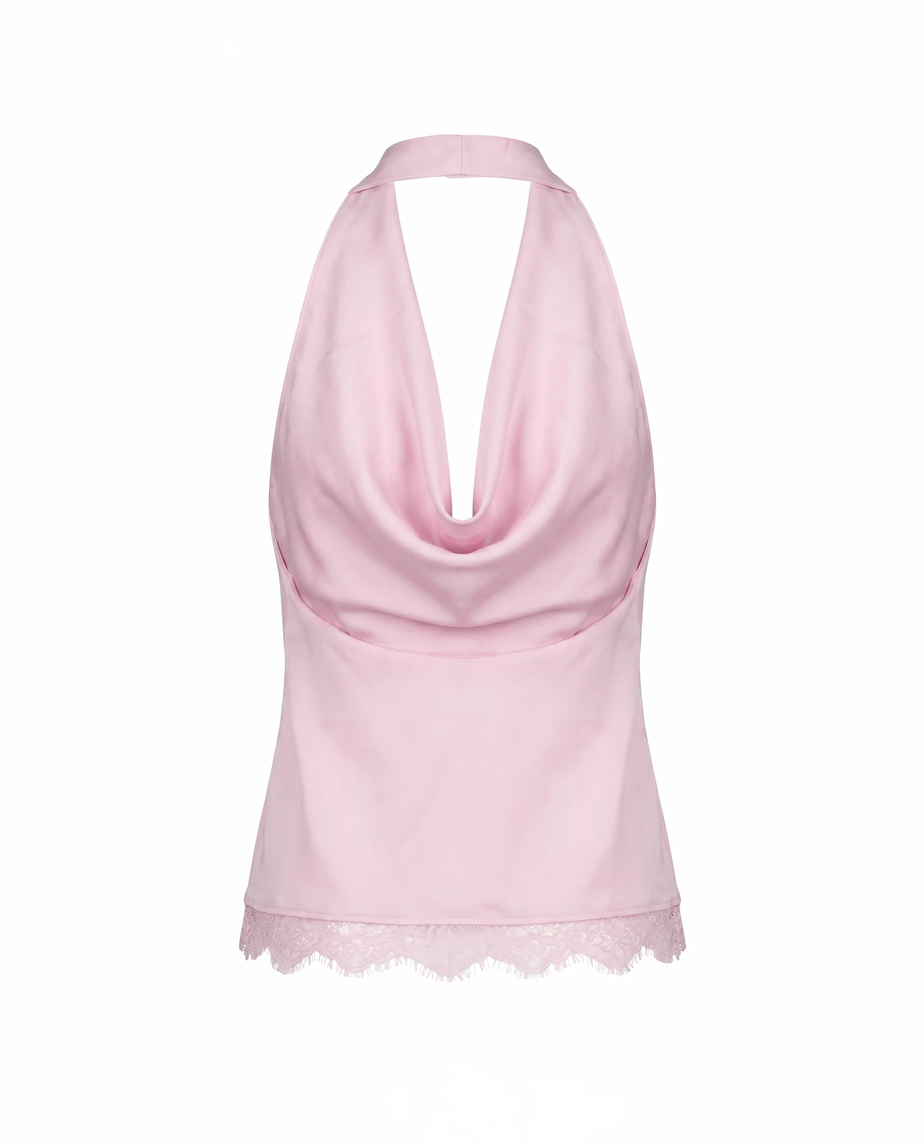 Satin Cowl Neck Halter Top