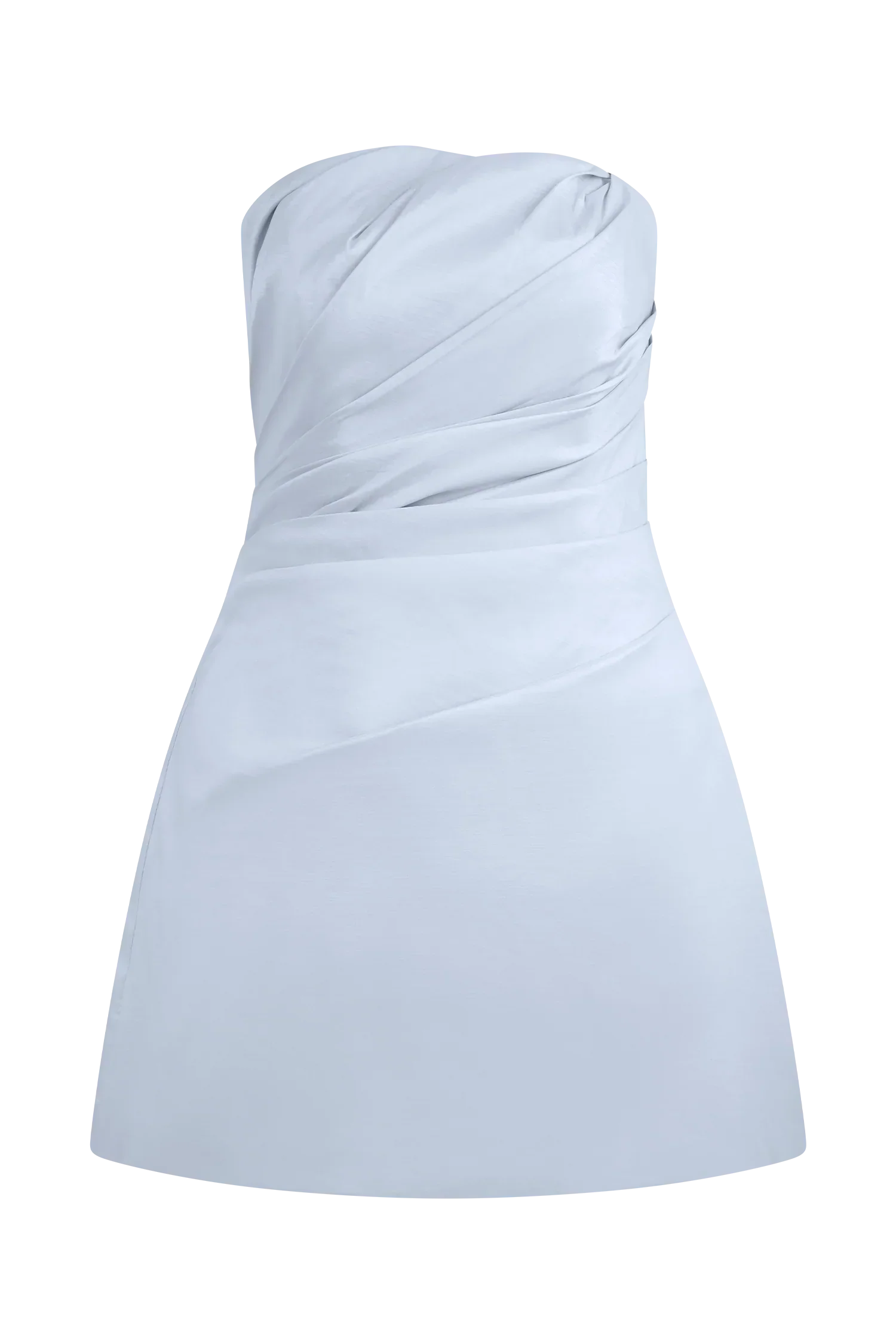 Leslie Gathered Taffeta Mini Dress - Frosted Blue