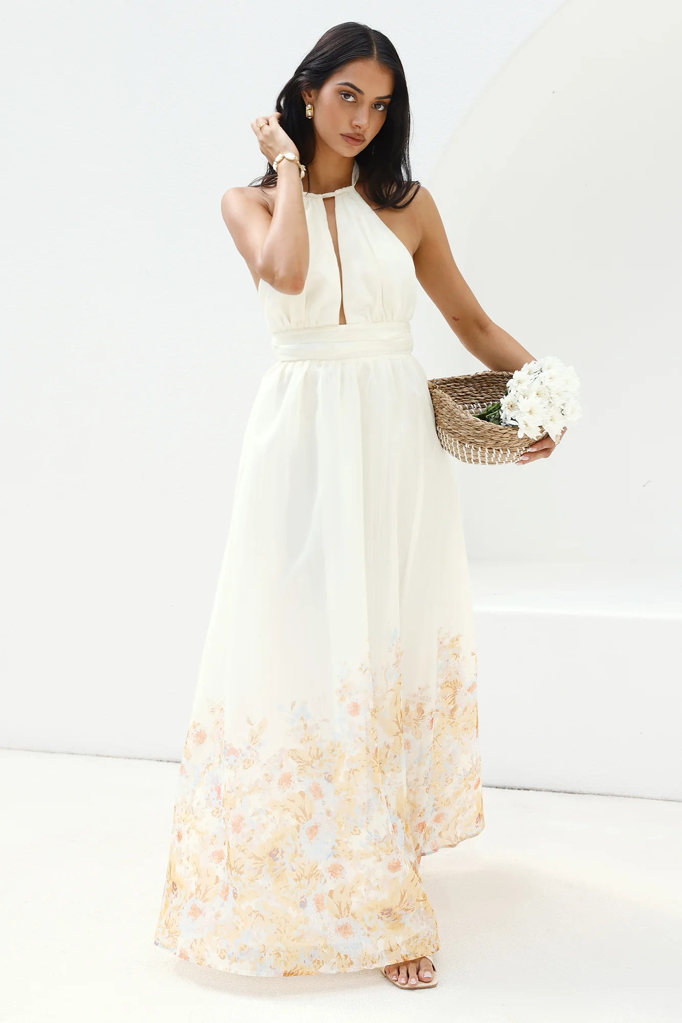 The Meadow’s Secret Halter Maxi Dress Yellow