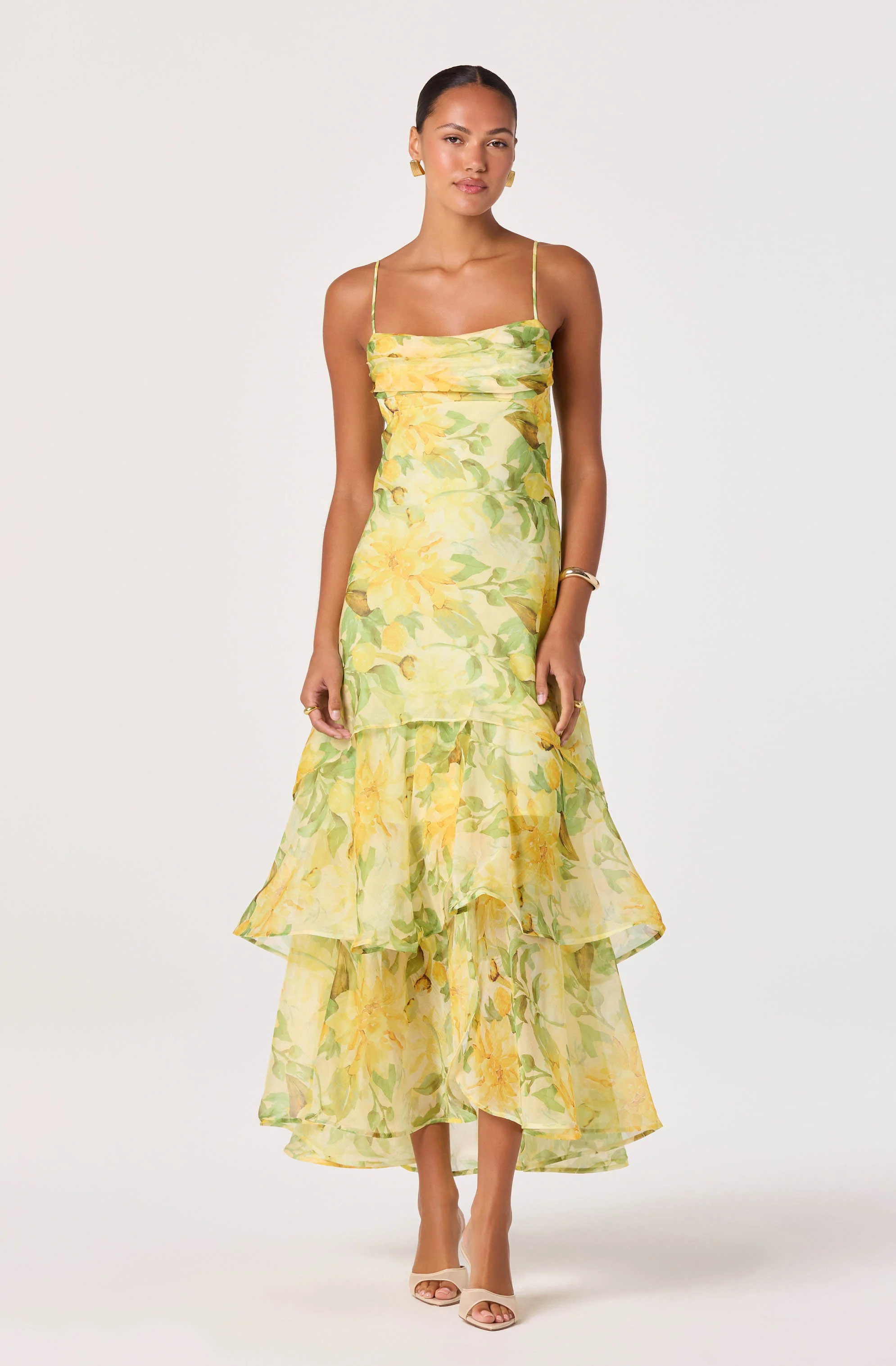 Alison Floral Tiered Drop-Waist Maxi Dress