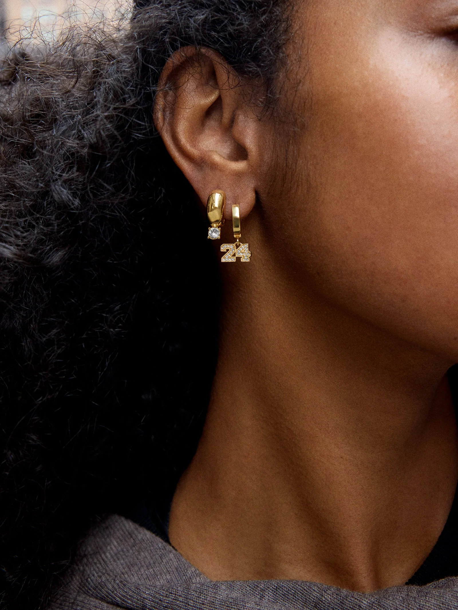 Varsity Number Custom Huggie Earrings - Gold Double Digit