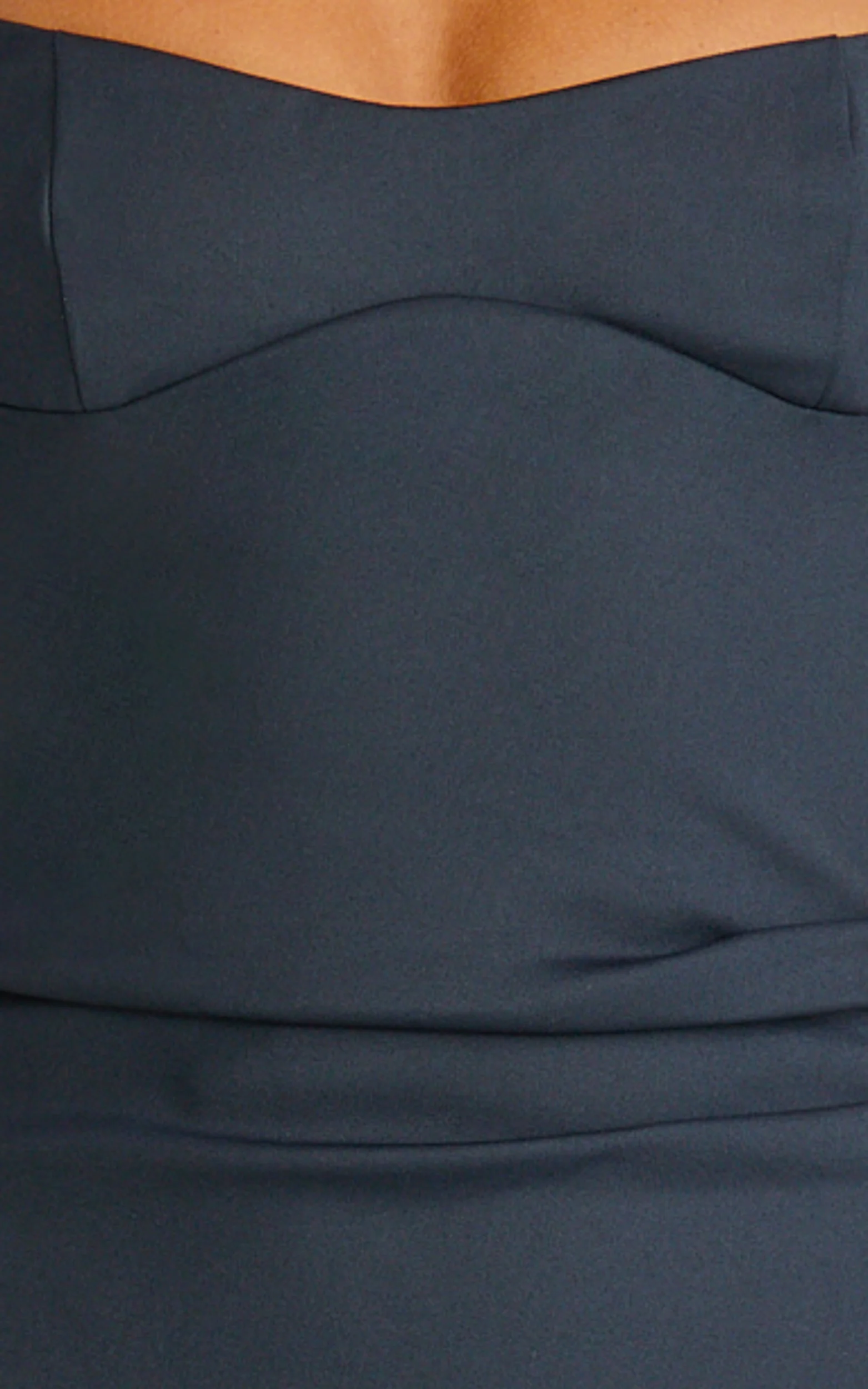 Benita Midi Dress - Scoop Neck Ruched Fitted Dress in Navy