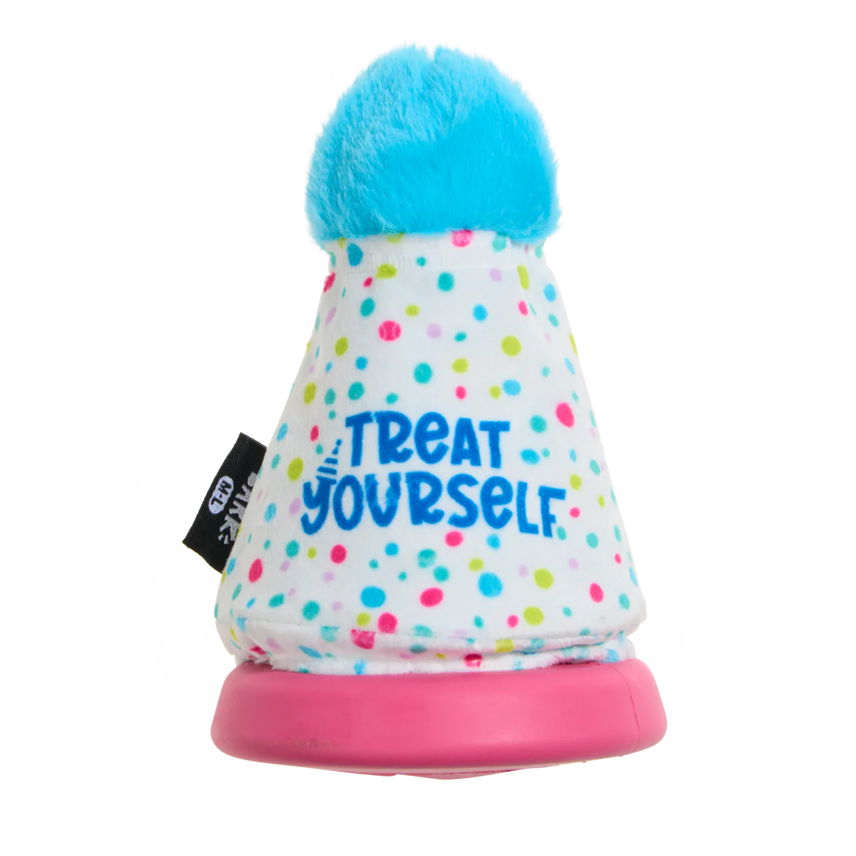 Treat Yourself Party Hat Durable Super Chewer Dog Toy