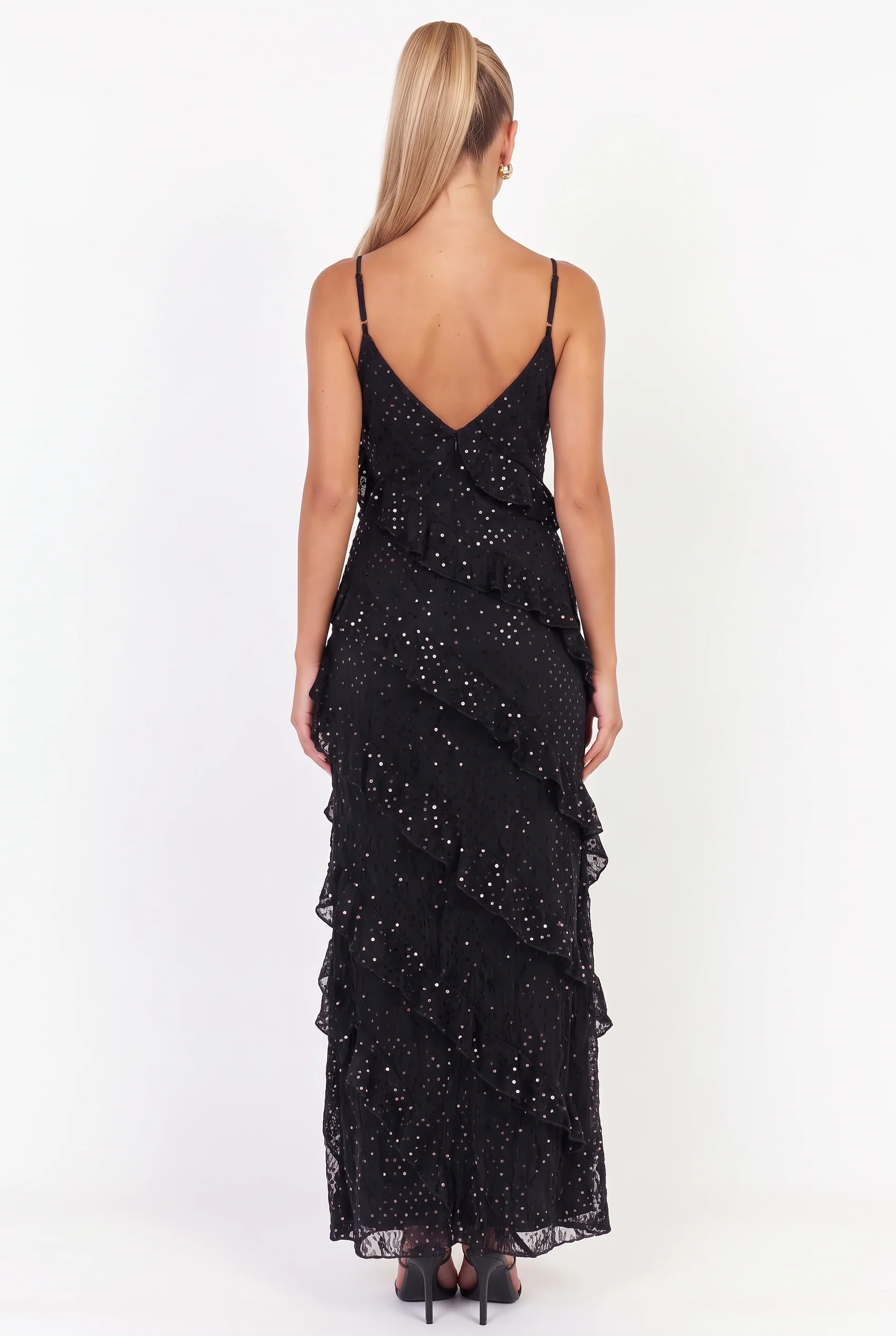 Celestelle Sequin Tiered Maxi Dress