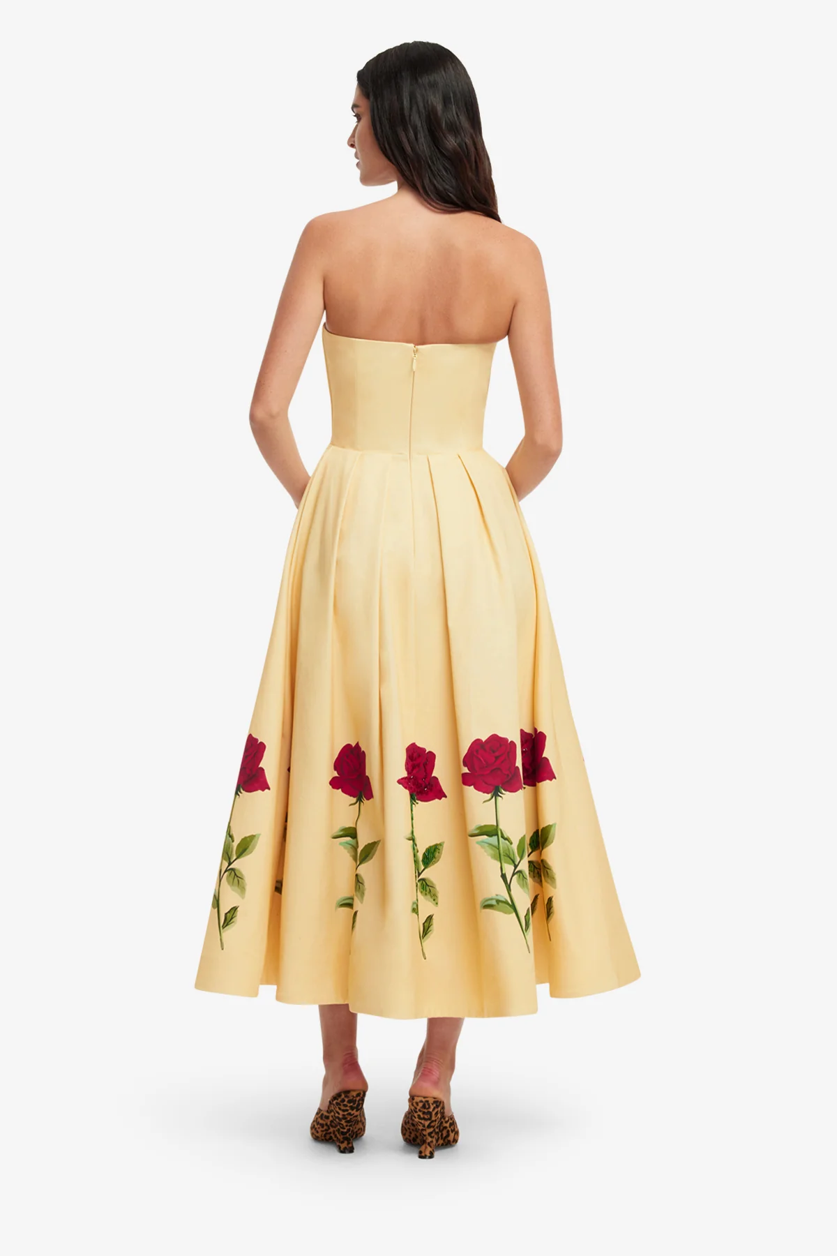 Lynn Embellished Rose Bustier Midi Dress - Butter
