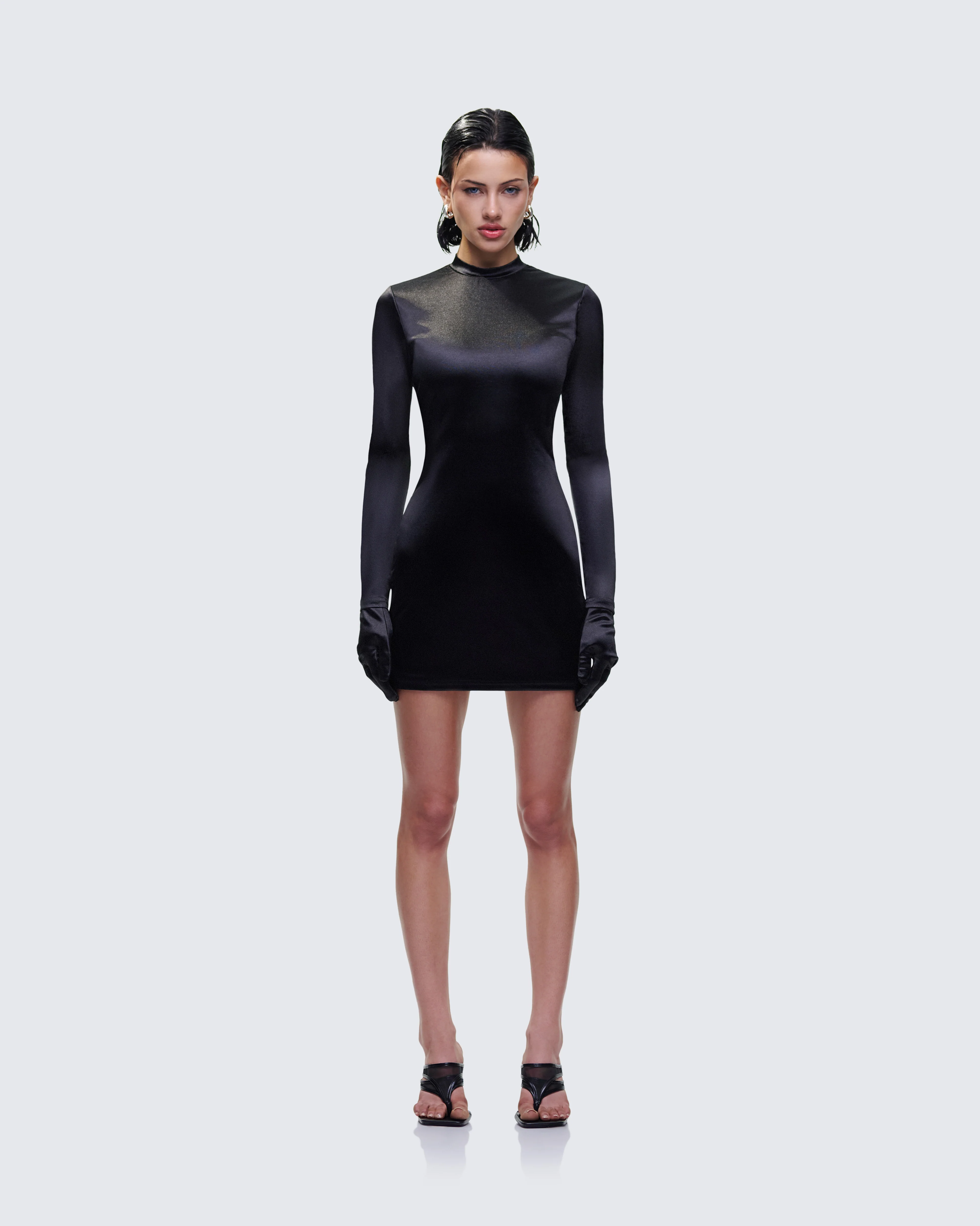 Pam Black Mini Dress & Gloves