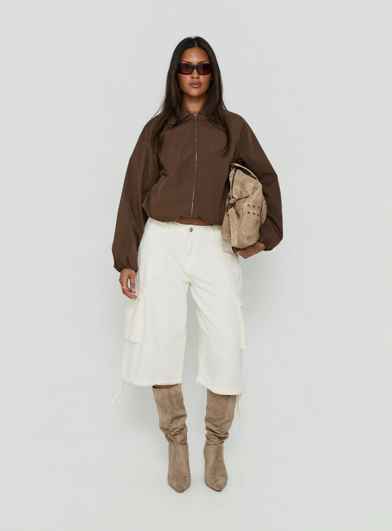 Scorpia Canvas Bomber Jacket Dark Brown