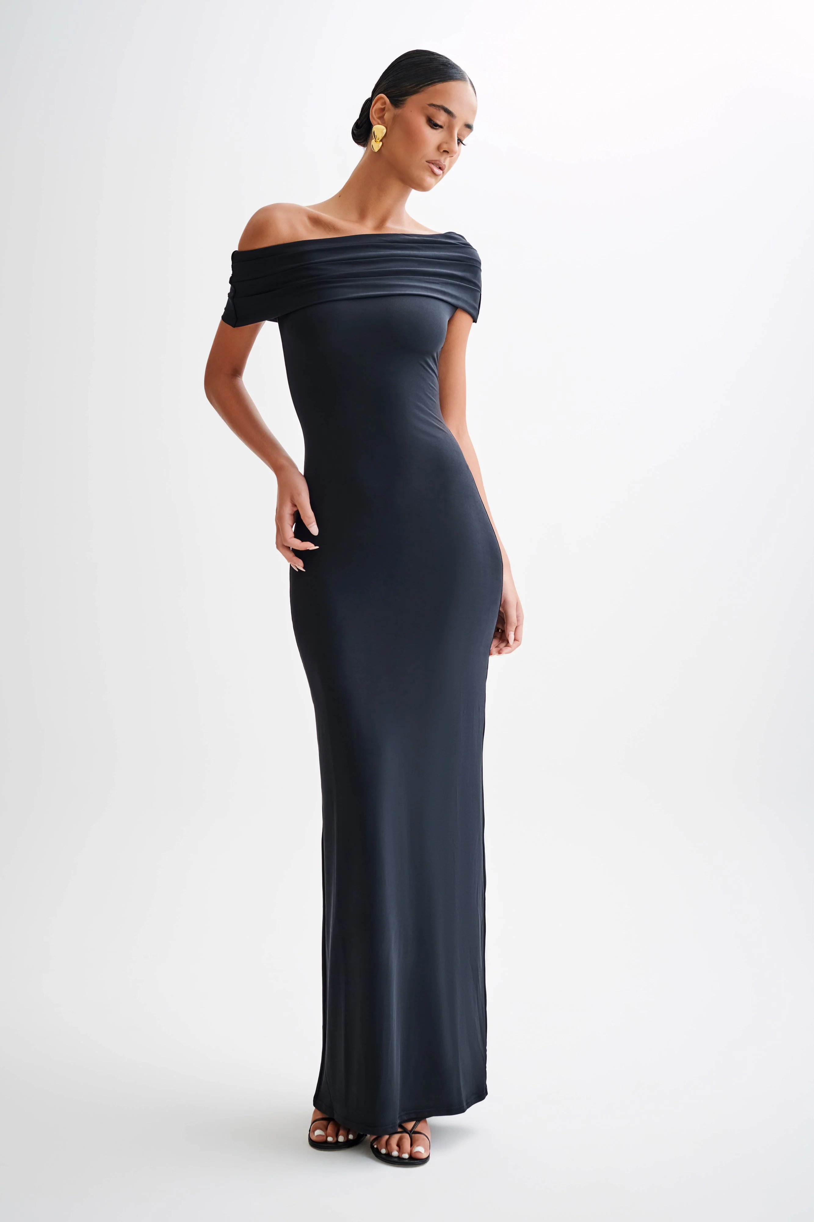 Cassandra-Off-Shoulder-Slinky-Maxi-Dress-Black