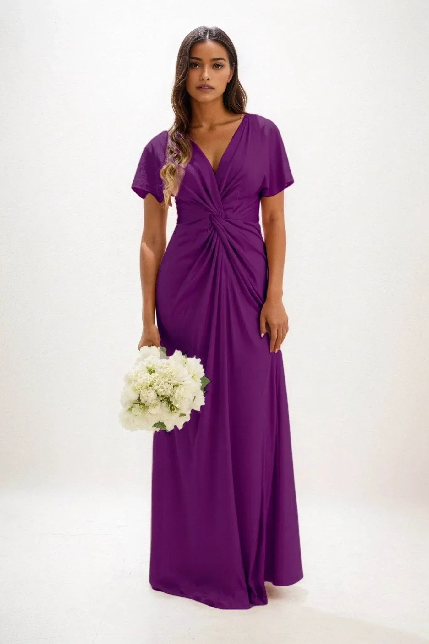 A-Line Maxi Luxe Satin Bridesmaid Dress CB0838
