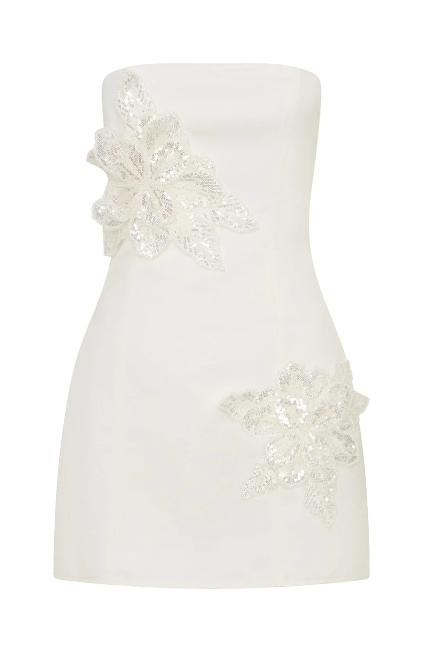 Rendezvous Strapless Mini Dress Cream - luluinthesky
