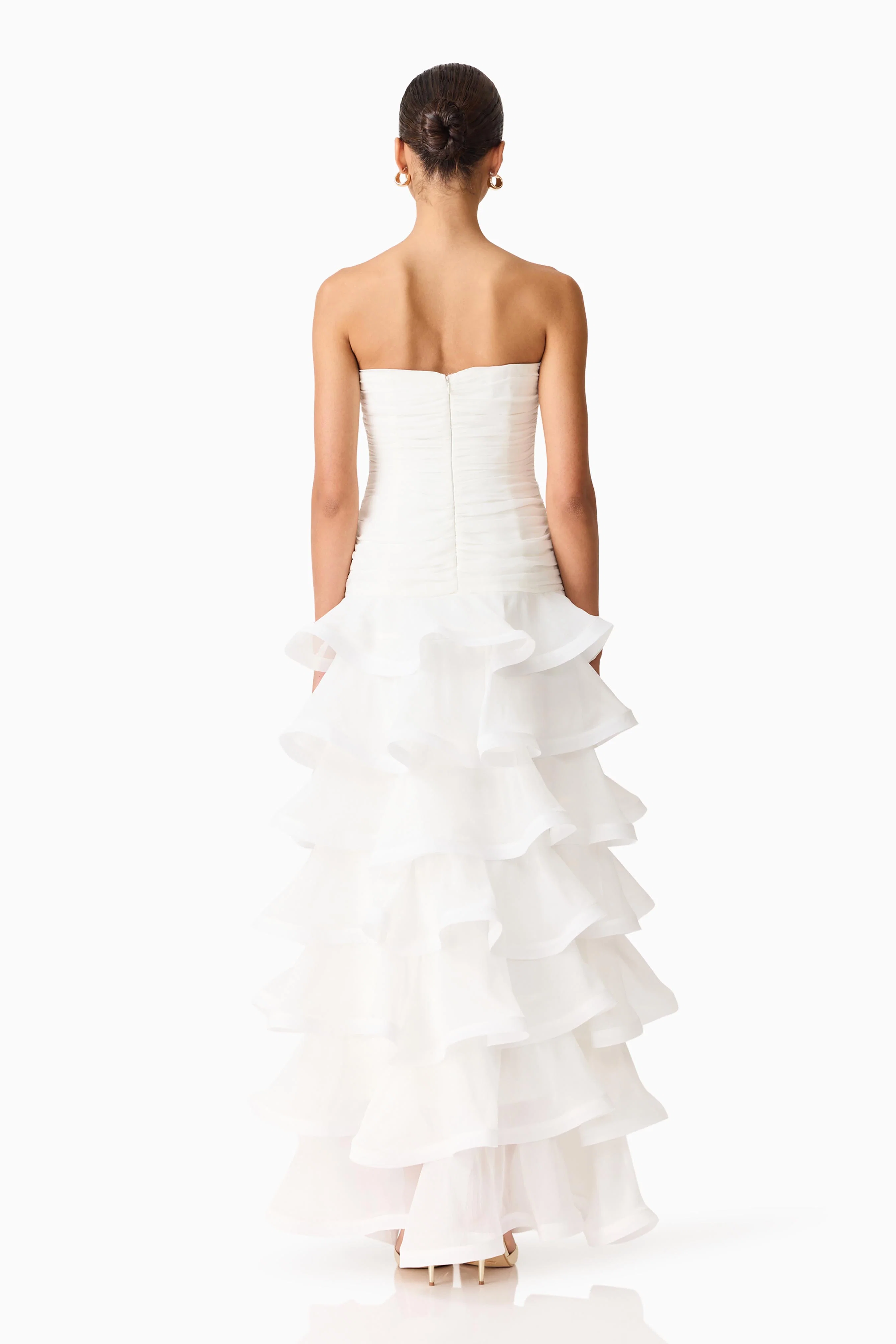 Evelin Tiered Gown in White