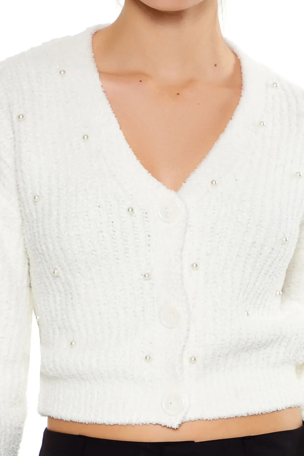 Faux Pearl Cardigan Sweater