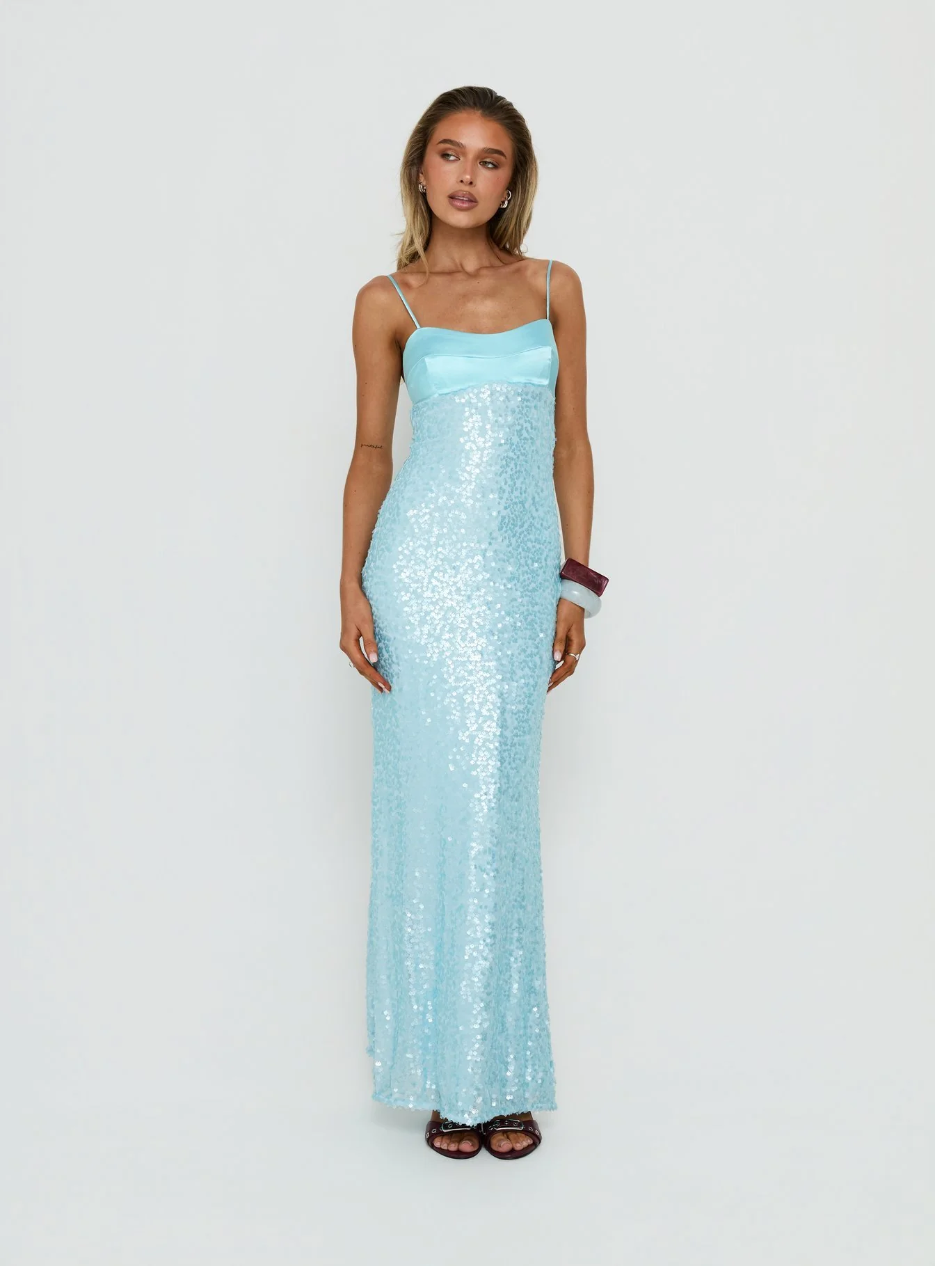 Every Lifetime Sequin Maxi Dress Baby Blue