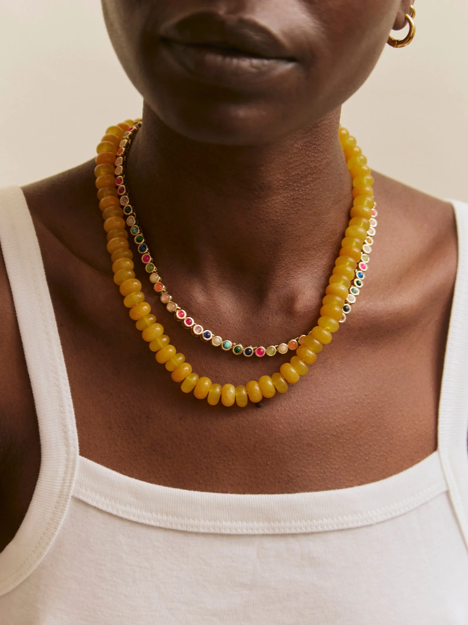 Nina Semi-Precious Necklace - Gold/Multi