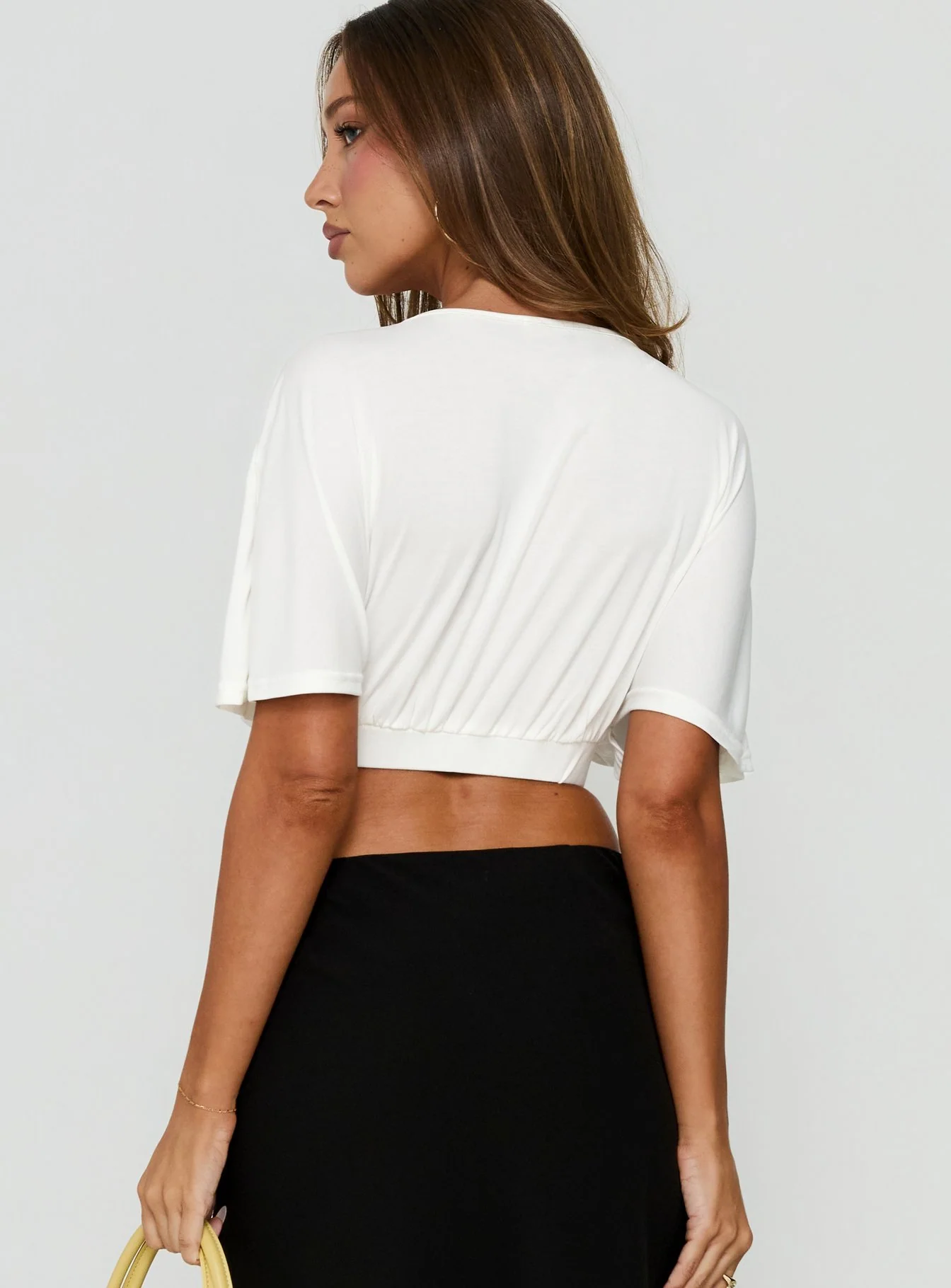 Clarenza Micro Jersey Crop Top White