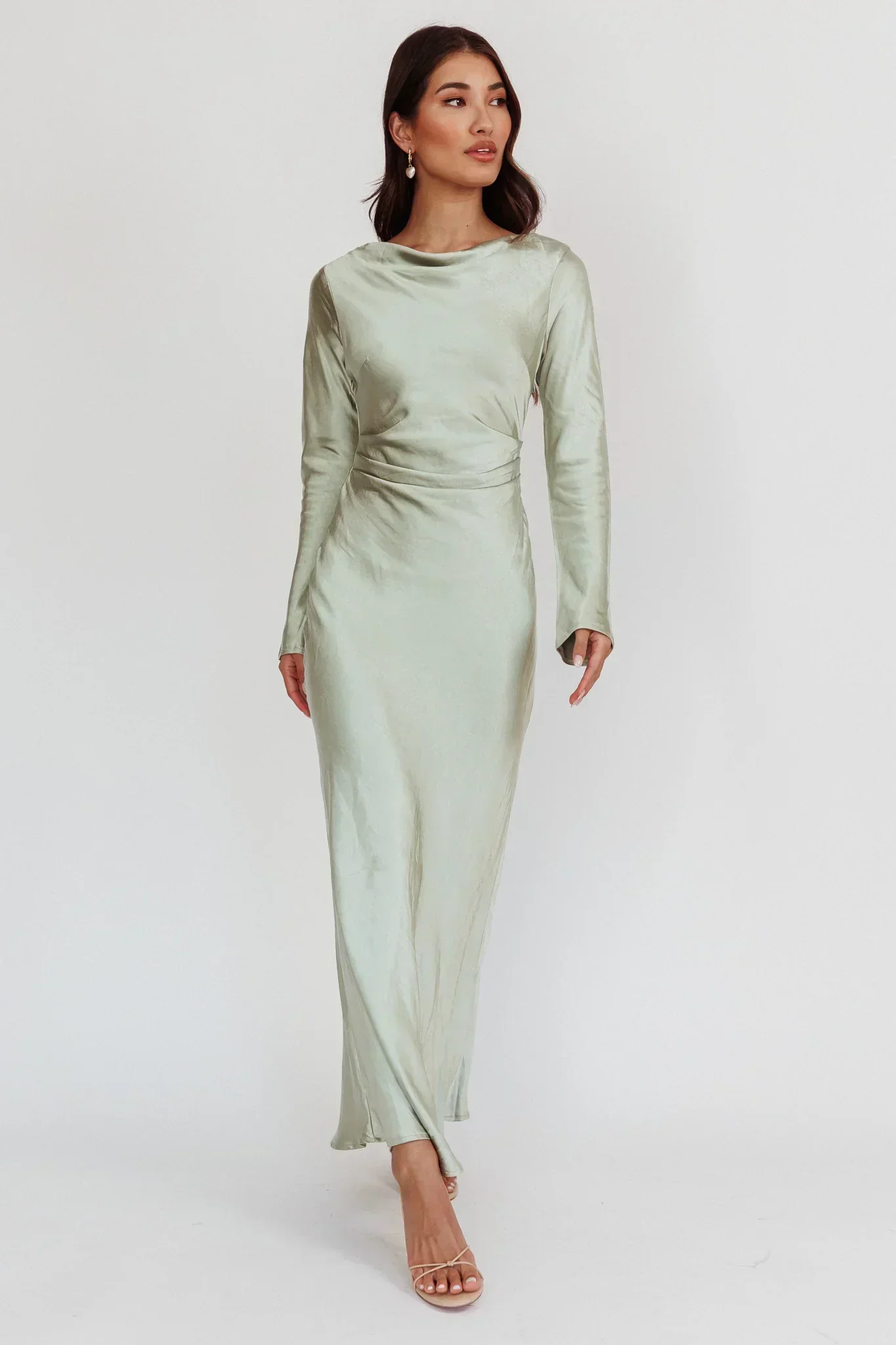Loveland Cowl Back Midi Dress Sage