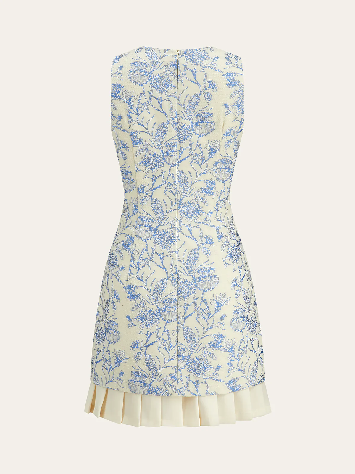Floral Printed Sleeveless Dress with Pleated Hem - luluinthesky