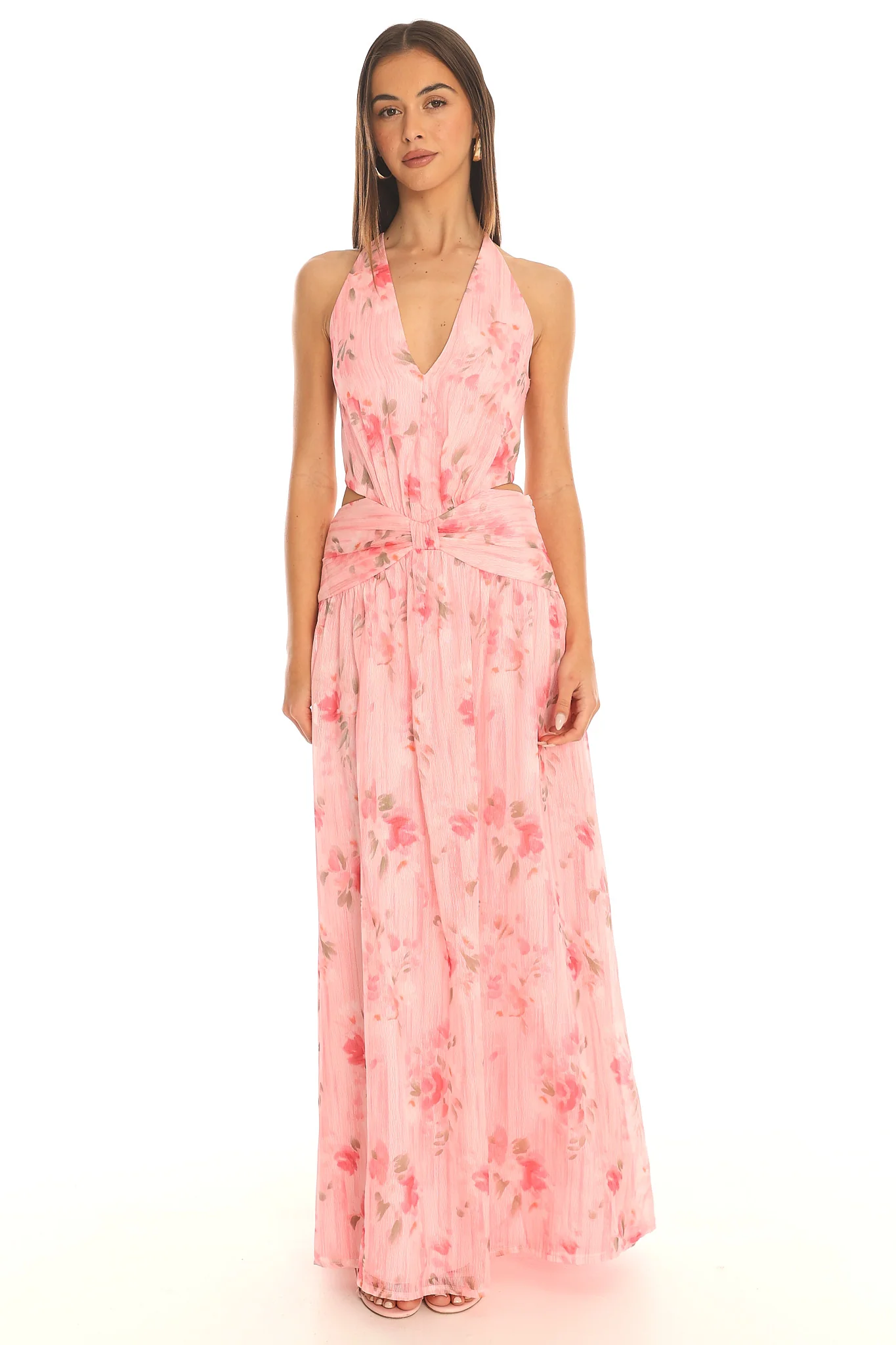 Toni Cutout Halter Maxi Dress Pink