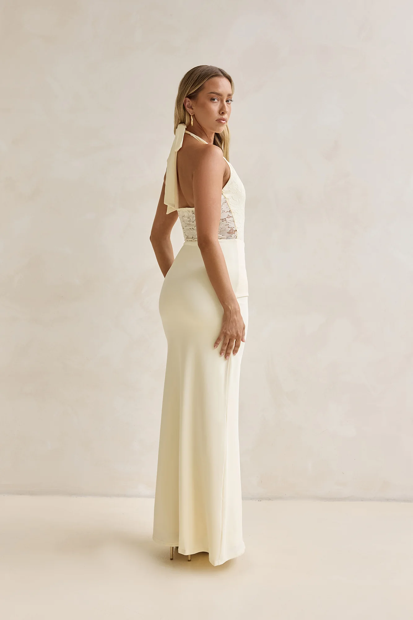 Seaside Glow Halter Maxi Dress Yellow - luluinthesky
