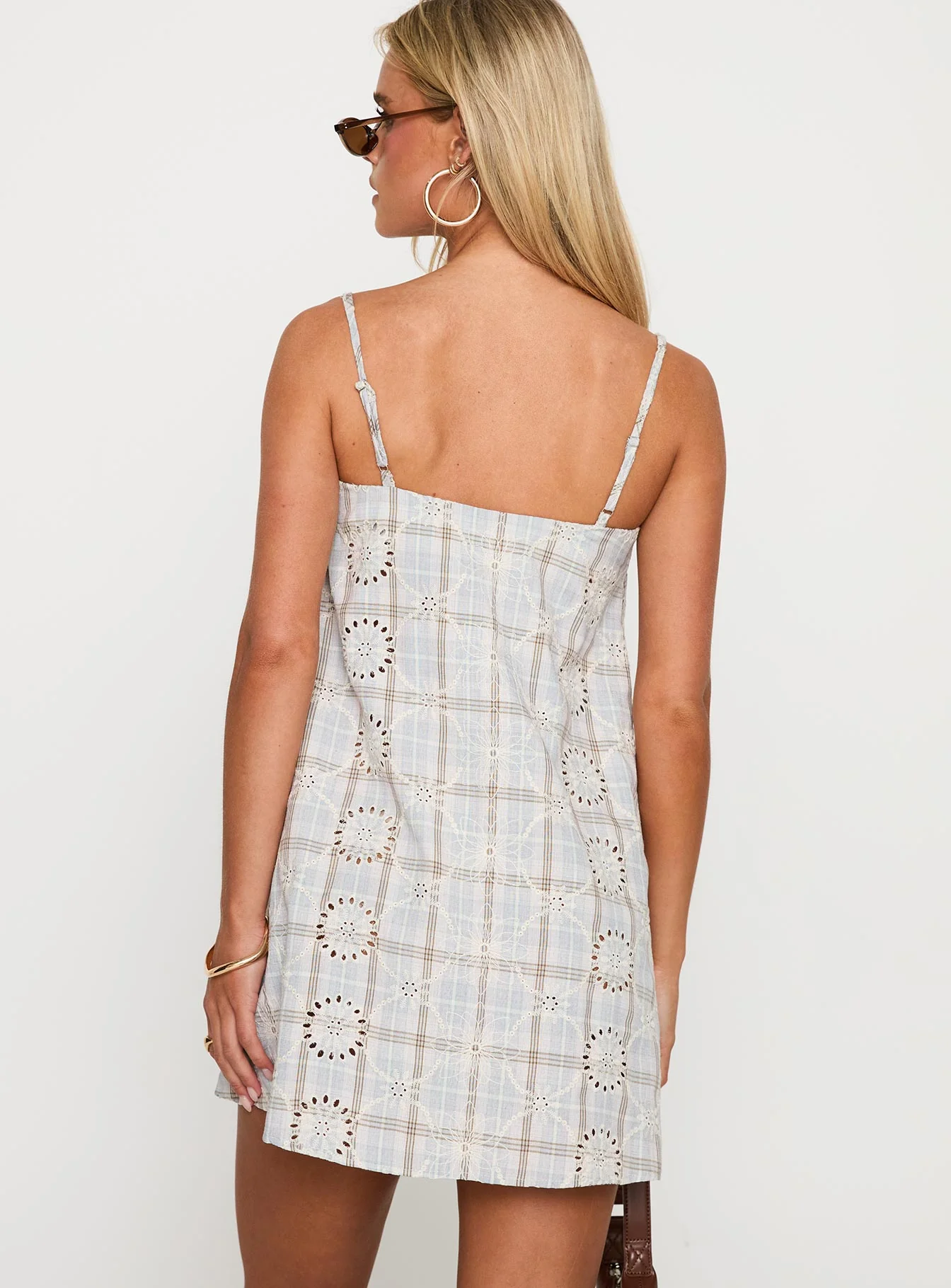Belong Together Mini Dress Blue Check - luluinthesky