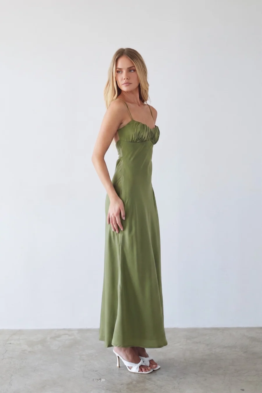 Andie Open Back Satin Maxi Dress