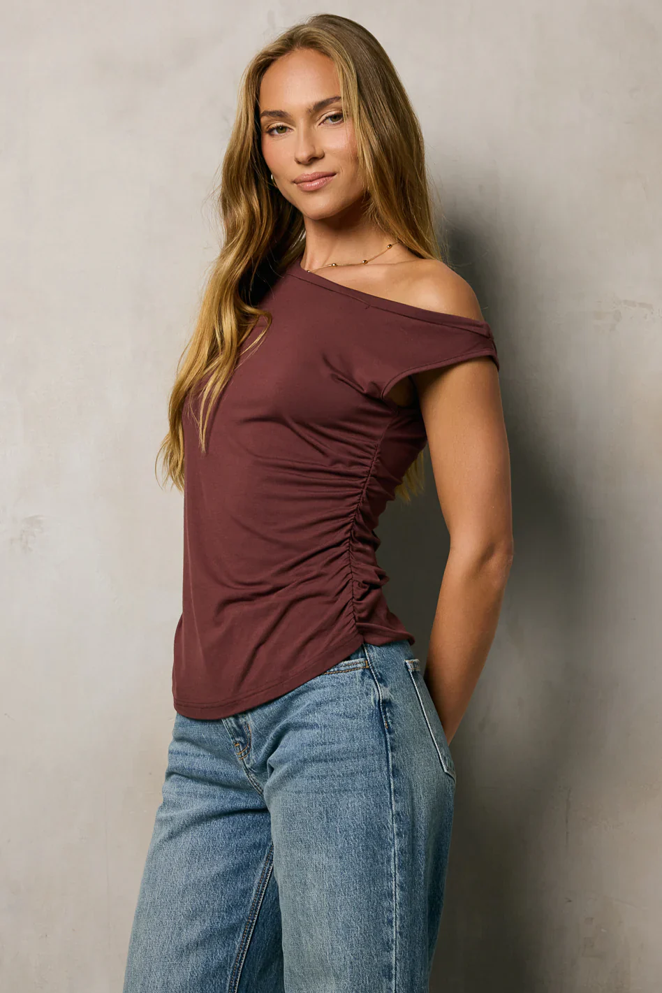 Daina Ruched Top in Brown