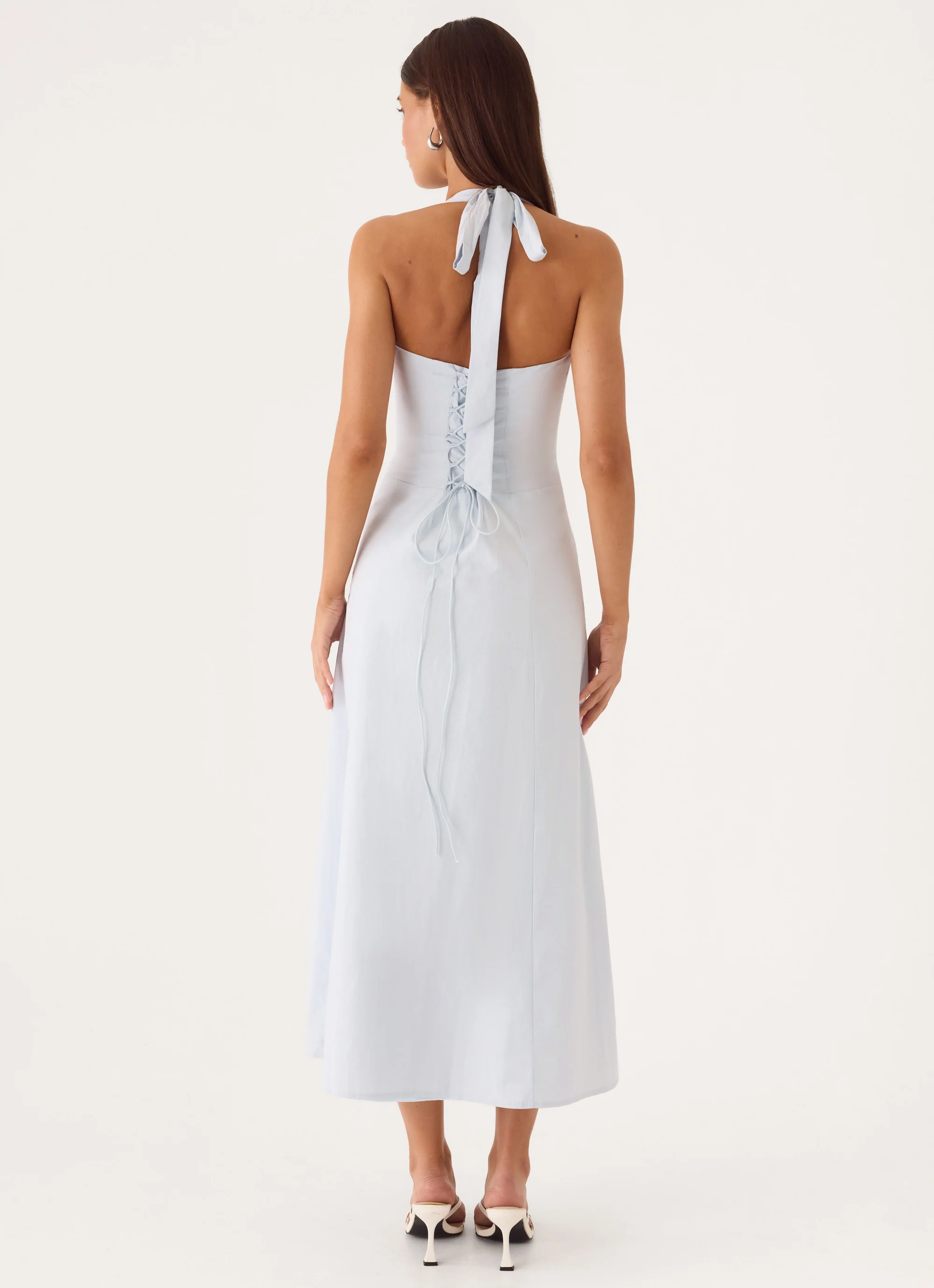 Sarrah Halter Midi Dress - Blue - luluinthesky