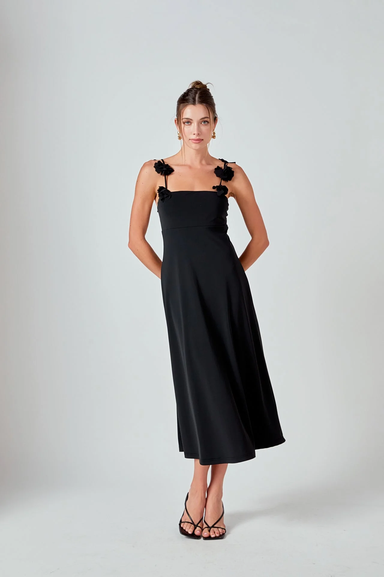 Rosette Shoulder Maxi Dress