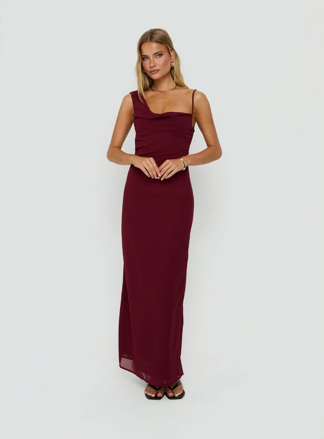 Laurisa Draped Maxi Dress Wine
