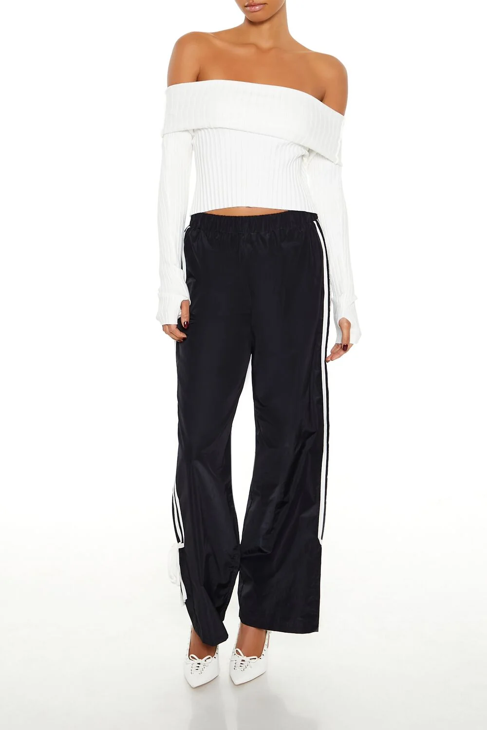 Sweater-Knit Off-the-Shoulder Top