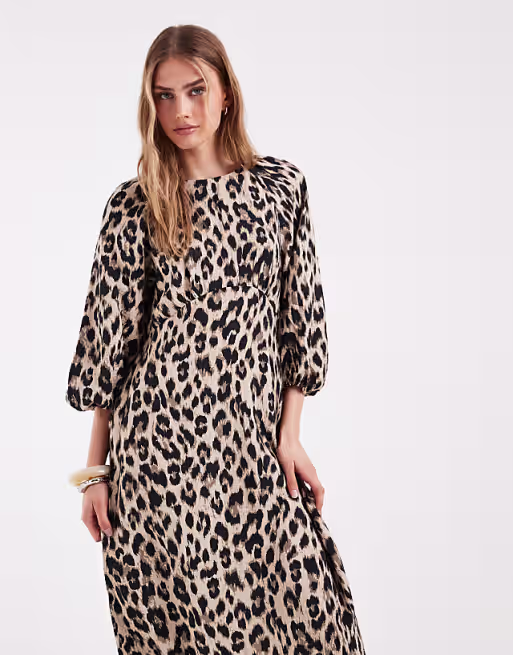 ONLY belt detail maxi dress in animal print