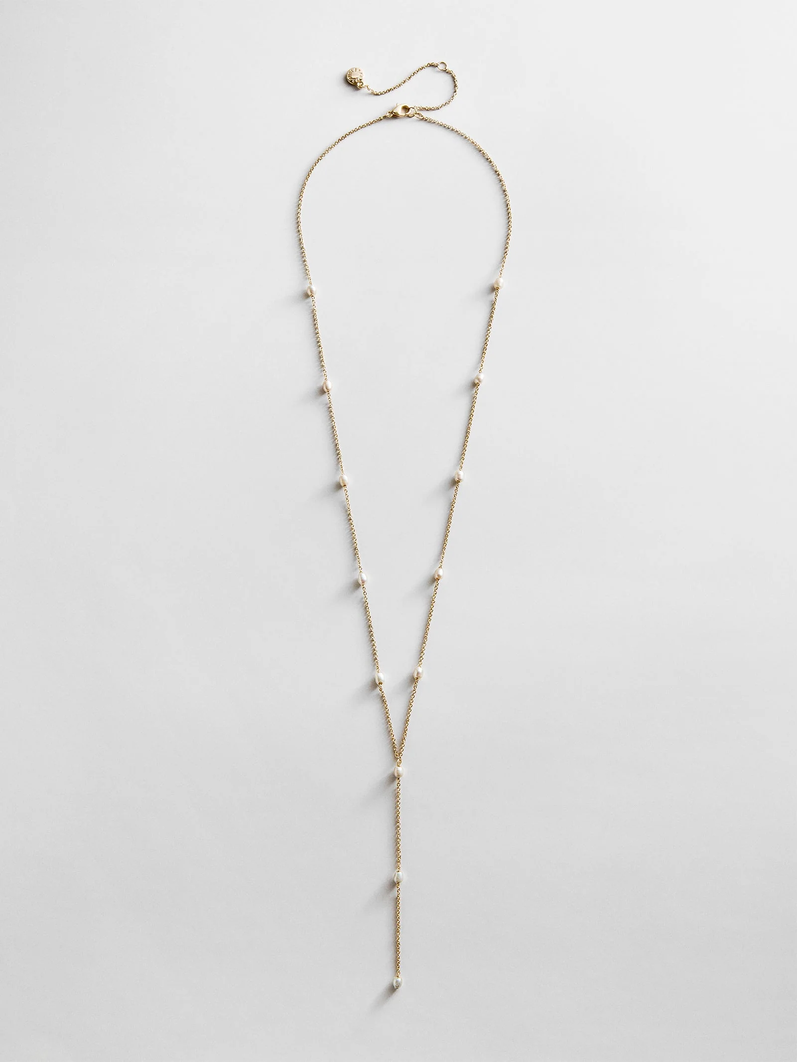 Juliet Pearl Lariat Necklace - Gold/Pearl